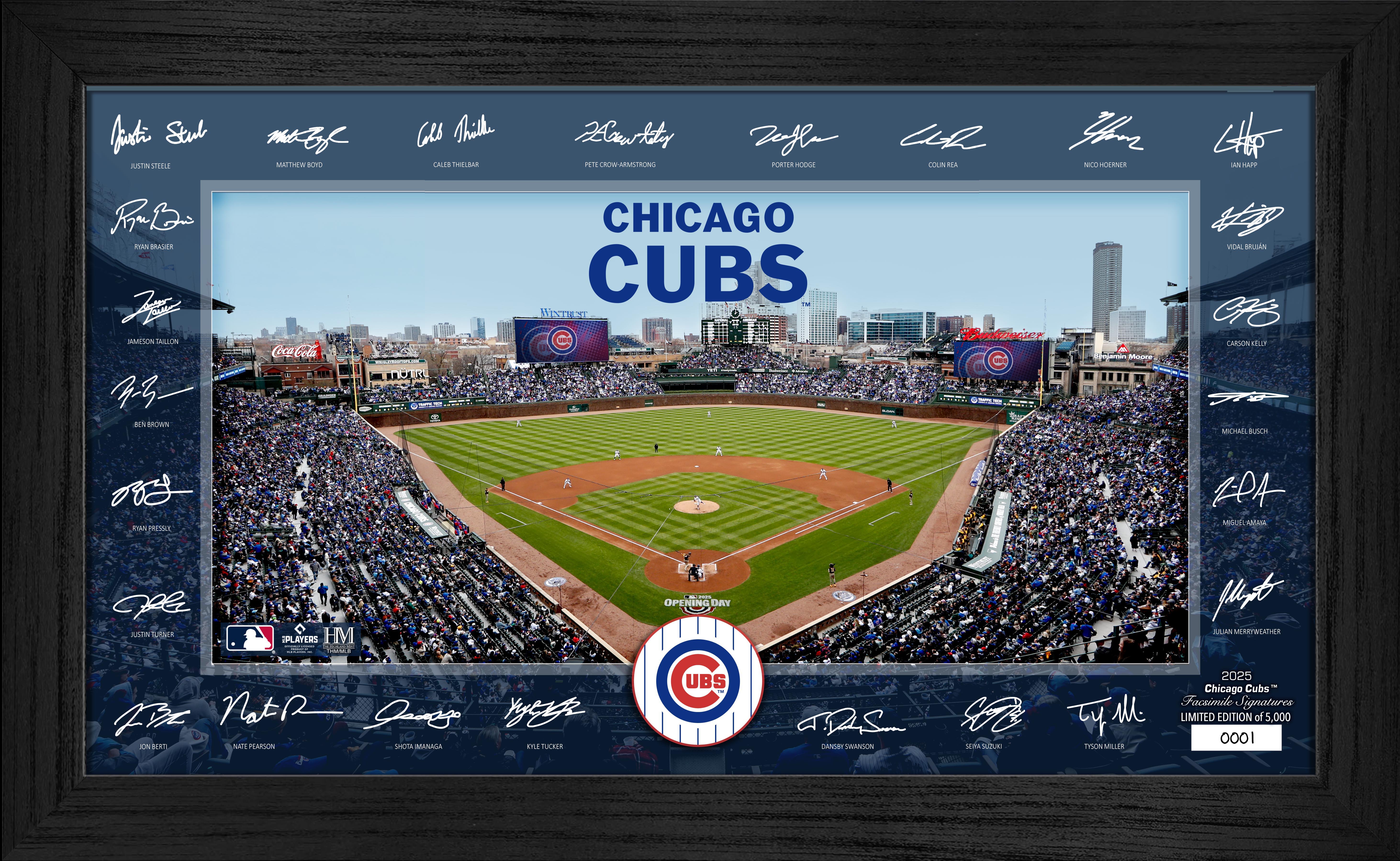 Chicago Cubs 2025 Signature Field Frame - Officially Licensed MLB Baseball Wall Decor for Fans - Perfect for Man Cave, Sports Bar, or Game Room Decorations