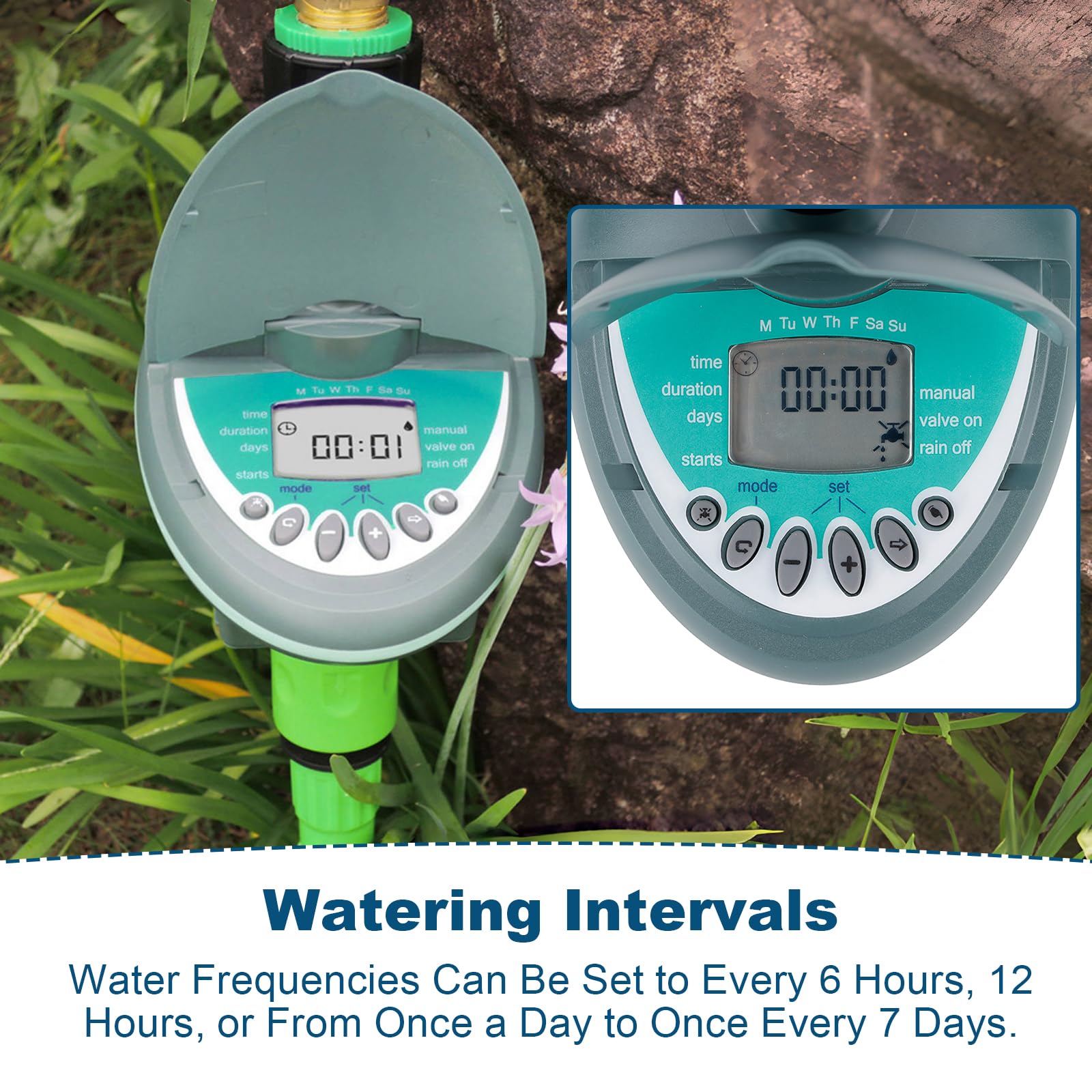 Automatic Hose End Irrigation Timer for Drip & Sprinkler Systems - Outdoor Water Timer with Rain Delay & Manual Mode - Perfect for Balconies, Patios, Gardens & Lawns - Smart Watering Solution for Home & Yard Maintenance