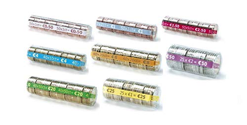 LMIXTC 400 Euro Coin Cases (8 Packs of 50) - Durable Plastic Coin Holders for Euro Coin Collection, Storage & Organization - Perfect for Collectors, Banks & Retail Use