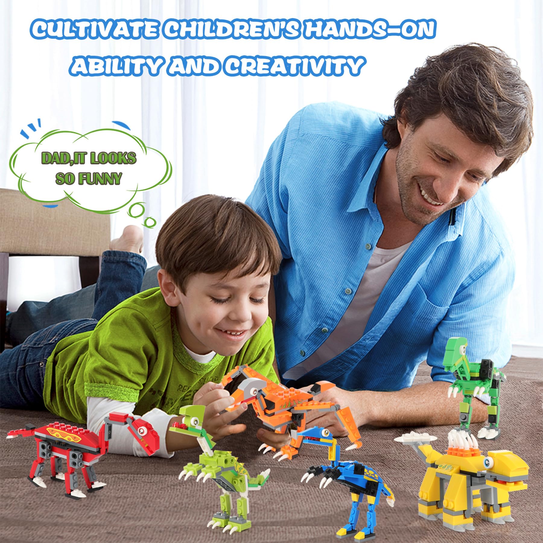 EP EXERCISE N PLAY Dinosaur Building Blocks - 539pcs Creative DIY Construction Toys for Kids Ages 6+, STEM Learning Educational Toys for Boys & Girls - Perfect for Birthday Gifts, Classroom Activities & Creative Playtime