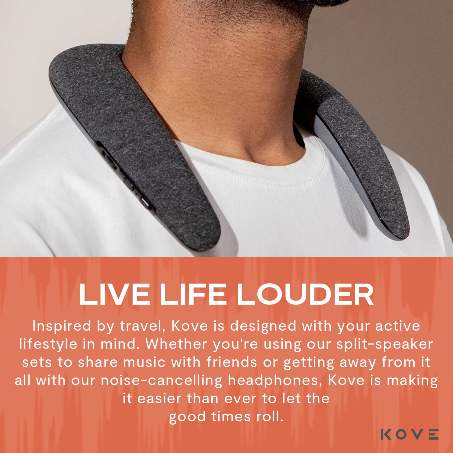 KOVE Konvex Wireless Bluetooth Sound Collar Speaker - 360° Immersive Sound, 33ft Range, Portable & Comfortable Neckband Design - Perfect for Home, Gym, Travel, Beach & Outdoor Activities | Hands-Free Music for Workouts, Commuting & Relaxation