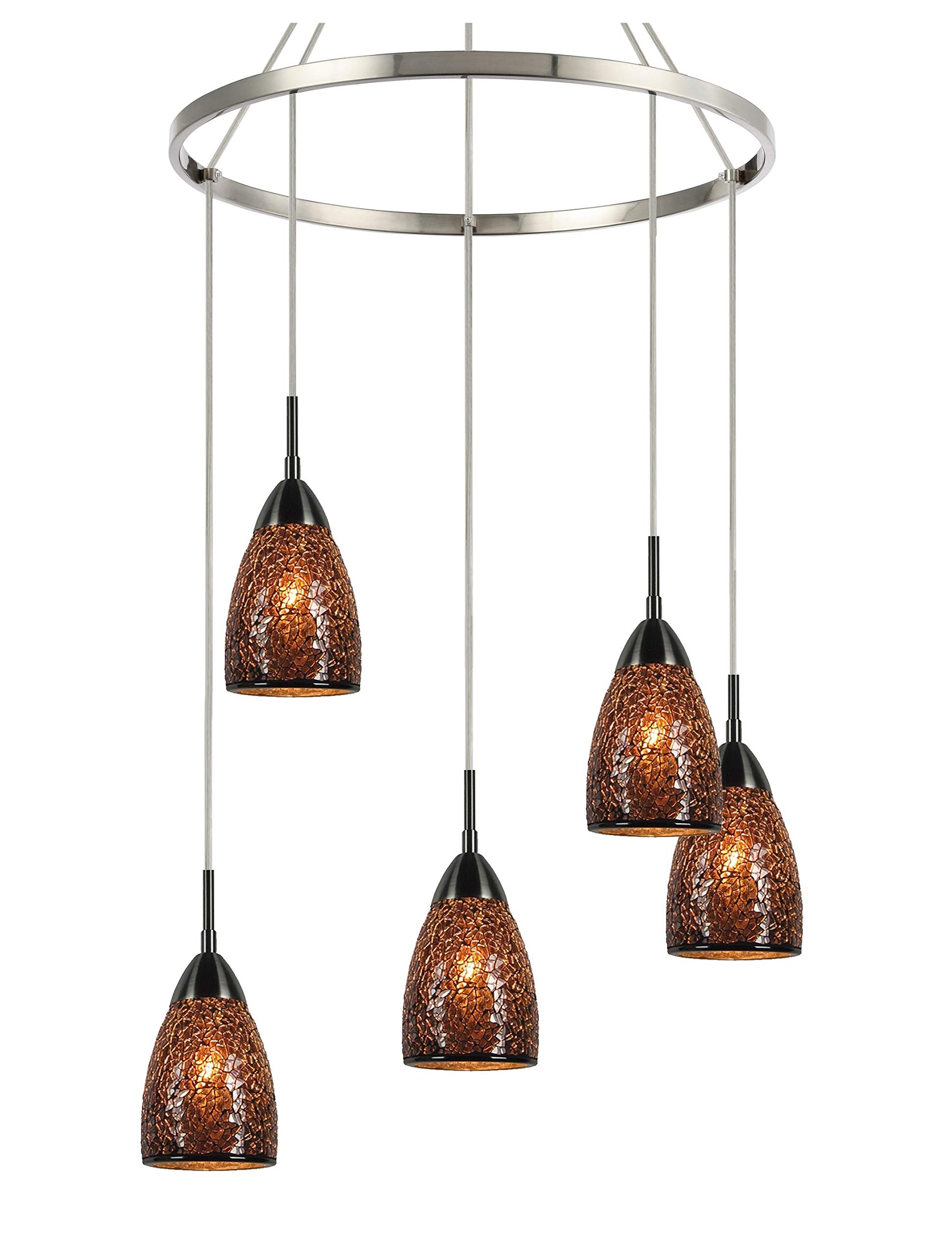 13228STN-M20MIR Modern Chandelier Light Fixture in Satin Nickel Finish - Elegant Ceiling Lighting for Dining Room, Bedroom or Living Room Decor