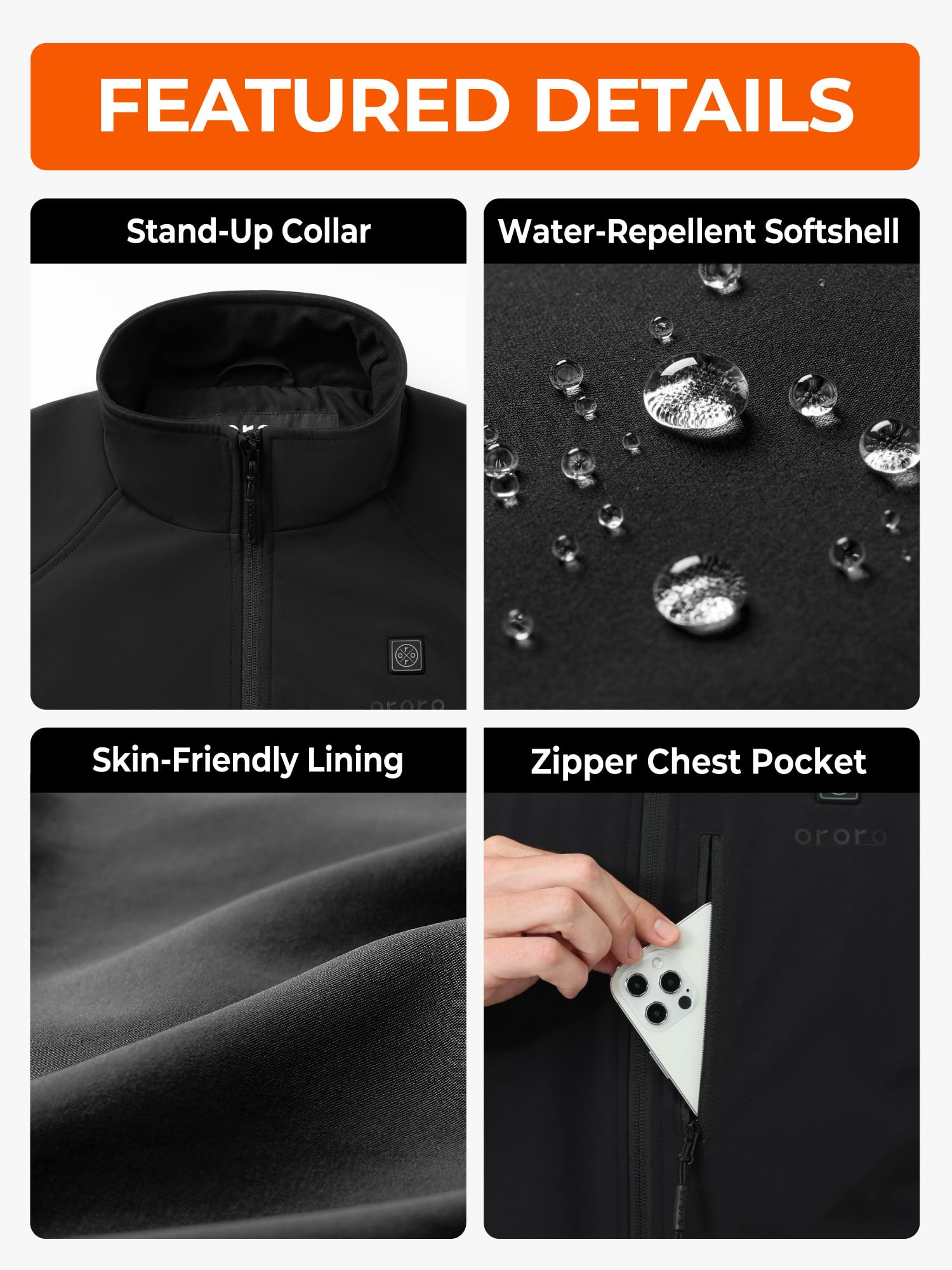 ORORO Men's Heated Softshell Vest with Rechargeable Battery - Winter Heated Jacket for Golf, Hiking & Outdoor Activities (Charger Not Included)