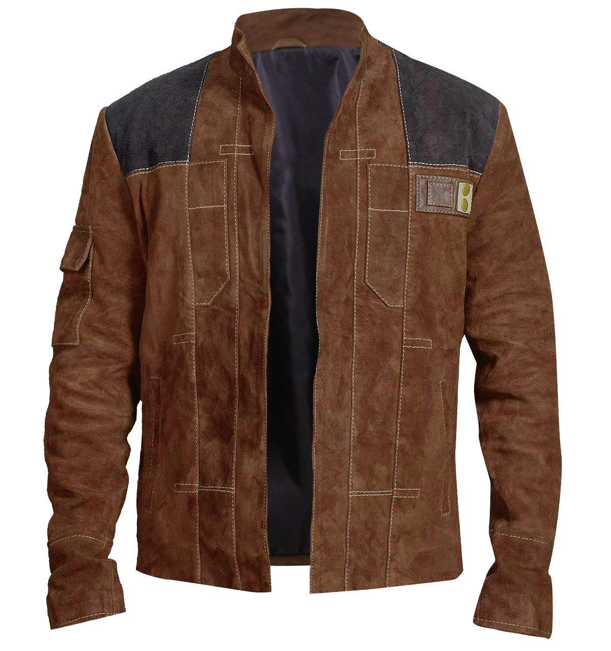 **Men's Classic Han Solo Harrison Ford Cosplay Suede Leather Jacket - Star Wars Force Commander Style for Halloween & Costume Parties**