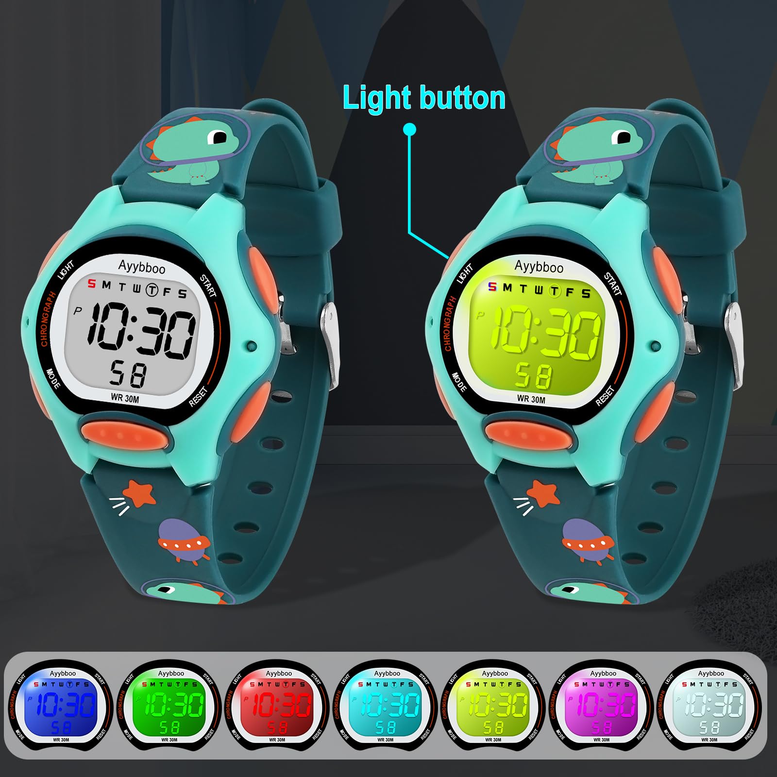 **Kids Digital Watch with 7 Color Lights - Waterproof, Alarm & Stopwatch - Cute Wristwatch for Girls & Boys Ages 5-13 - Perfect Gift for Birthdays, School & Outdoor Play**