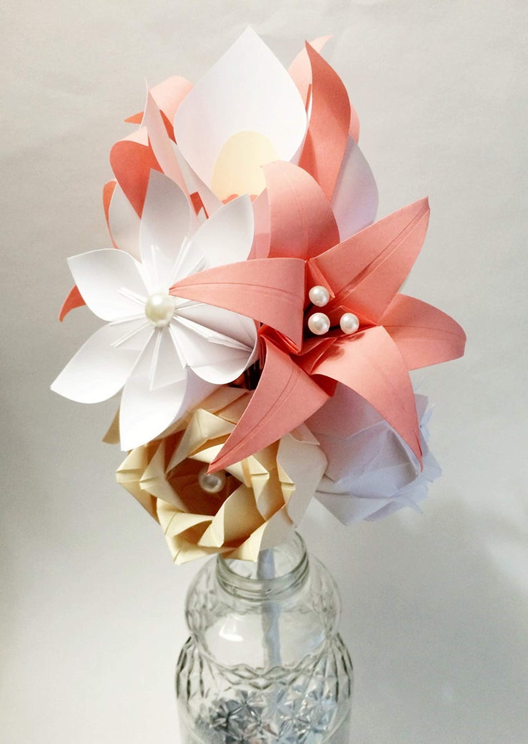 Handmade Paper Flower Bouquet - Unique Anniversary Gift for Her, Origami Calla Lily & Rose, Personalized First Year Gift - Perfect for Weddings, Bridal Showers & Home Decor