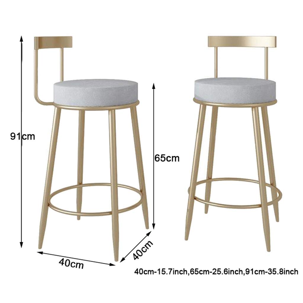 Grey Velvet Upholstered Bar Stools - Armless Kitchen Counter Stools with Back Support, 25.6 Inch Extra Height Round Island Stool with Gold Metal Legs for Modern Dining & Kitchen Decor