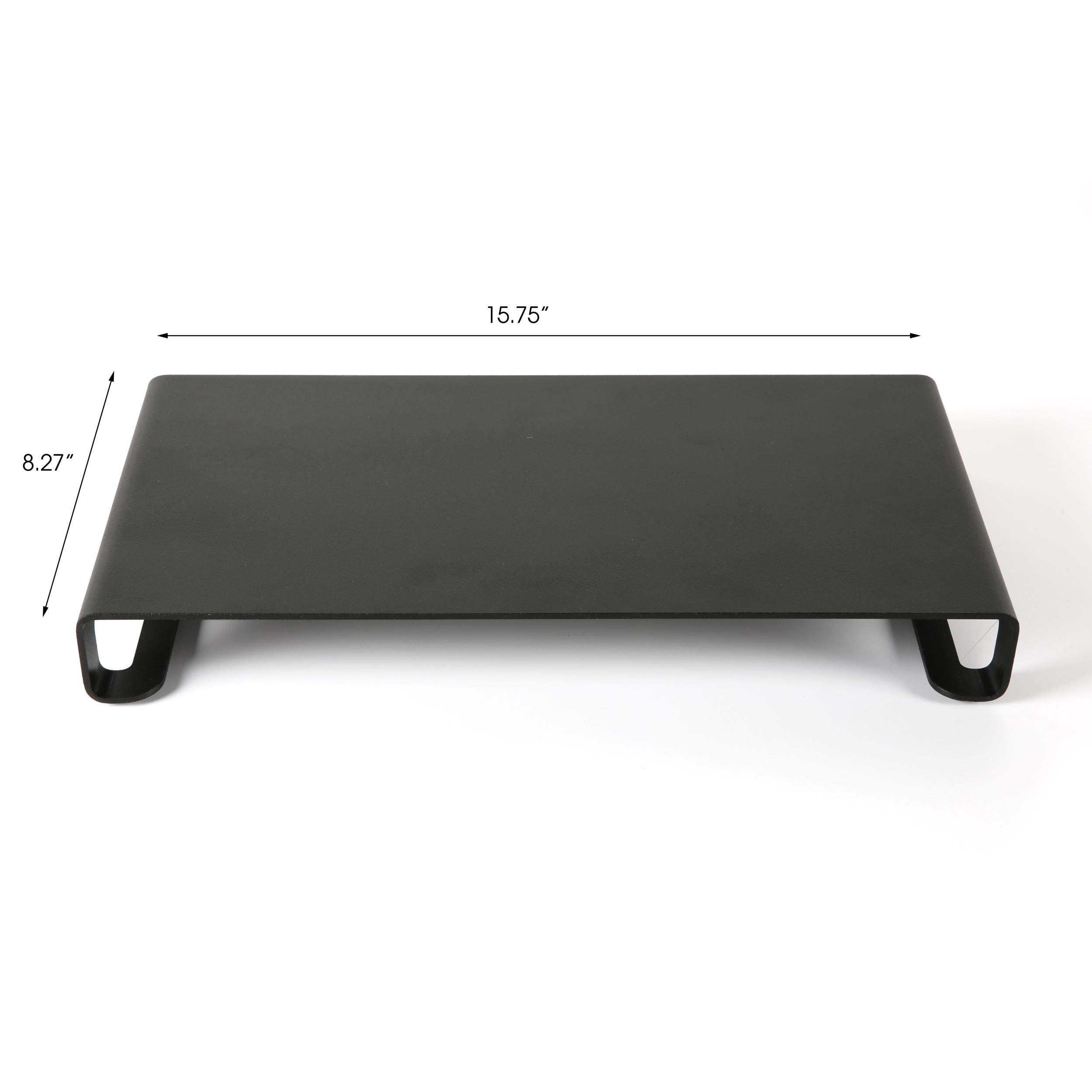 Universal Monitor Stand with 31 lbs Capacity - Heavy Duty Aluminum Metal Shelf Organizer for Office Desk & TV Mounting (Black, 2 Pack) - Perfect for Home Office Setup & Entertainment Center Organization