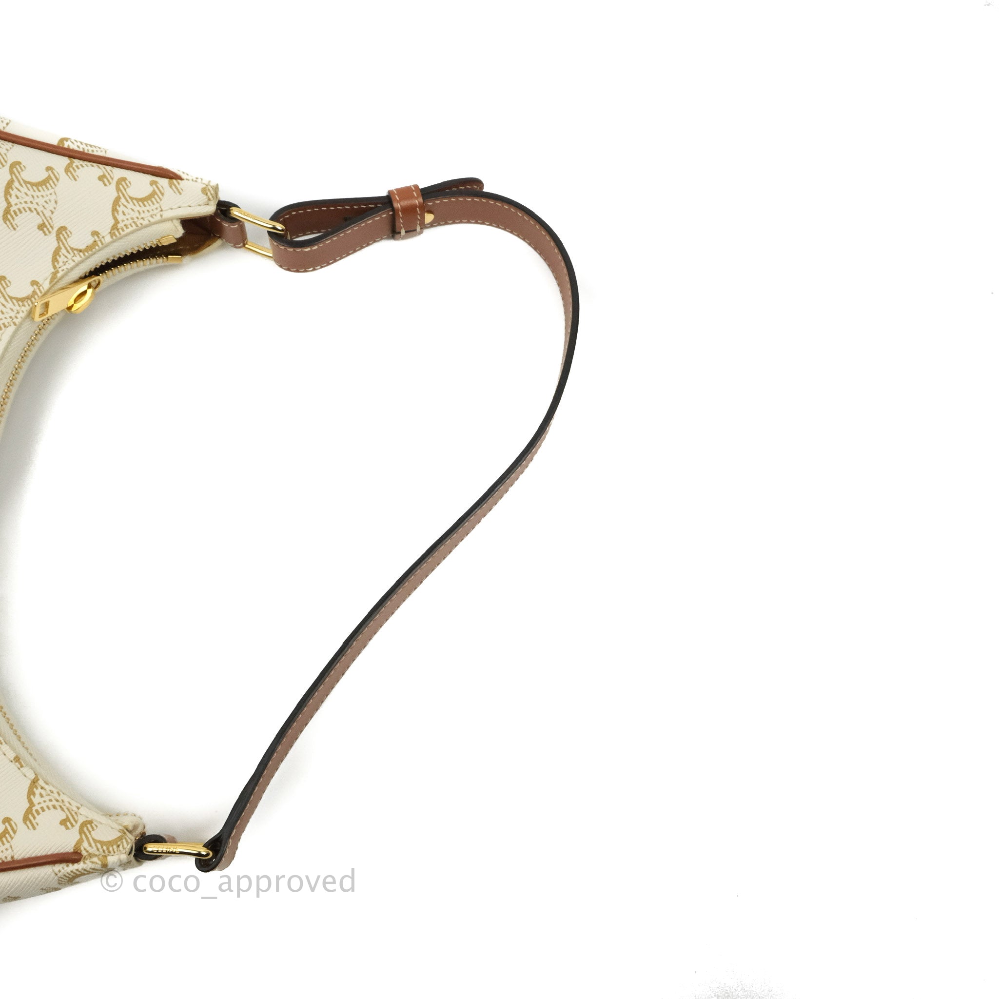 Celine Ava Bag in Triomphe Canvas & Calfskin Leather - White Luxury Handbag for Women | Perfect for Work, Travel & Everyday Use