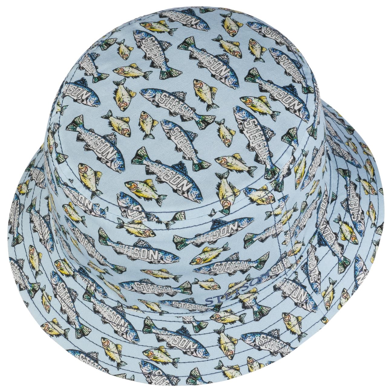 Stetson Reversible Allover Fish Print Bucket Hat for Men & Women - Outdoor Fishing, Beach, Hiking, and Casual Wear