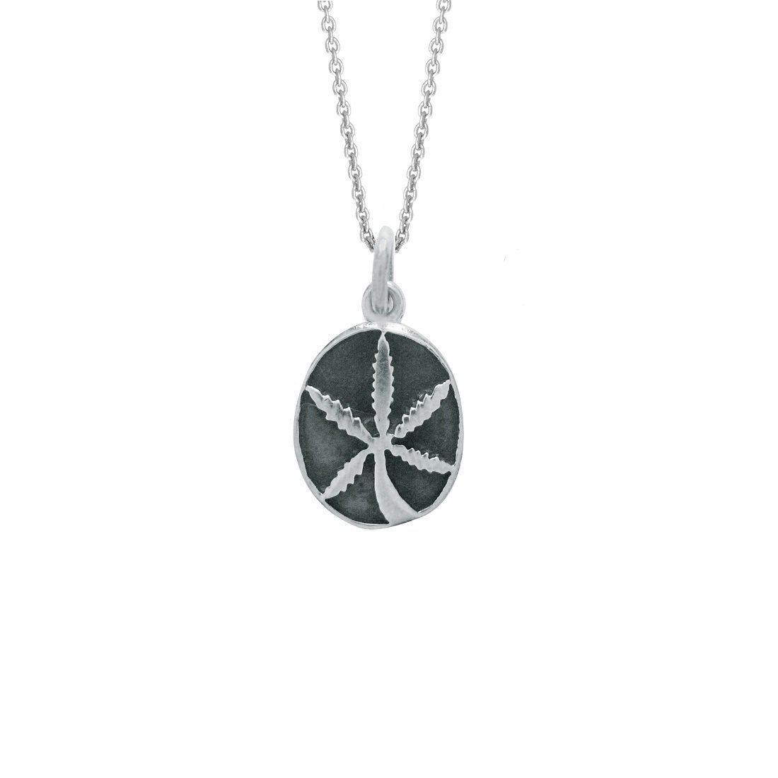 Sterling Silver Marijuana Leaf Pendant Necklace - 18