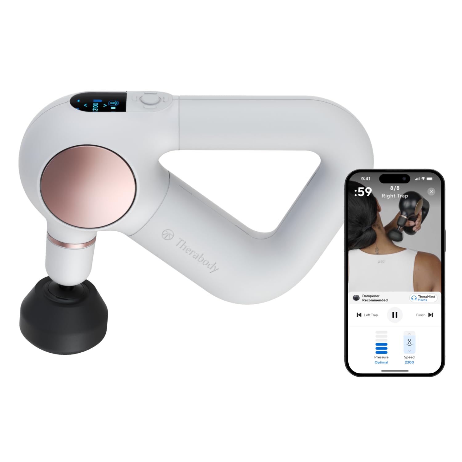 Theragun Sense Percussion Massage Gun - Deep Tissue Massager for Pain Relief & Muscle Recovery, Preloaded Breathwork Routines for Stress Relief - Perfect for Neck, Back, Leg, Knee & Shoulder Pain (White) - Ideal for Post-Workout, Office & Home Use