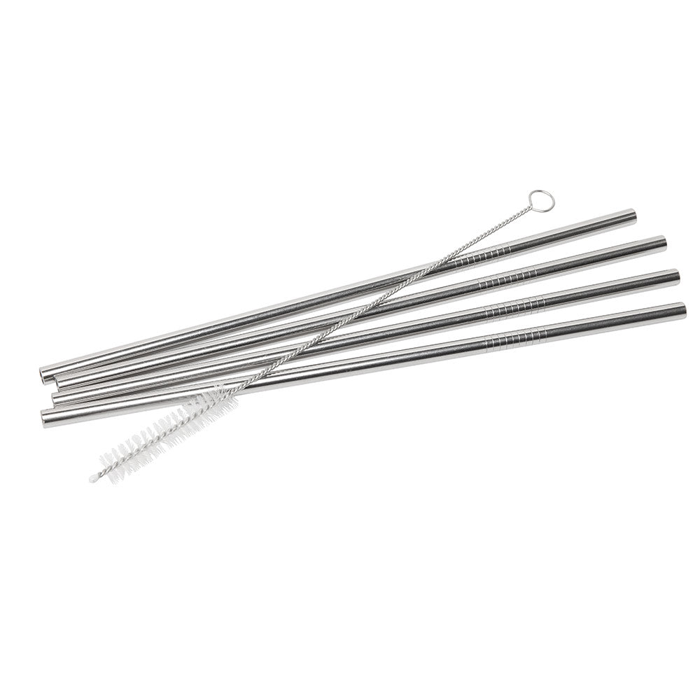 Eco-Friendly Reusable Stainless Steel Straws Set of 4 - BPA Free Metal Drinking Straws for Smoothies, Iced Coffee & Cocktails - Perfect for Home, Office & Travel Use