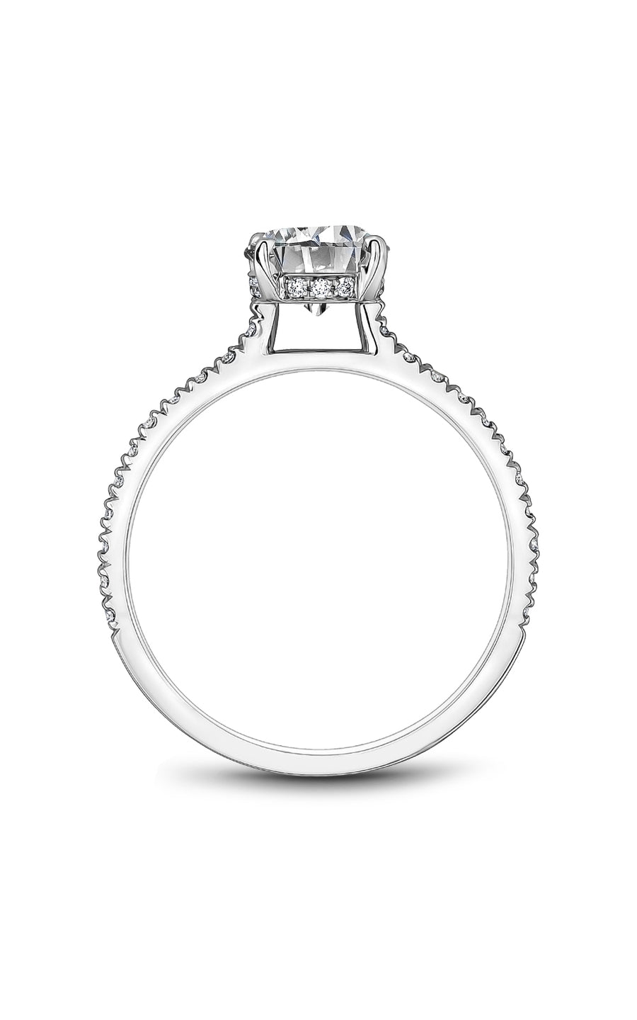 Noam Carver B502 01A Bridal Engagement Ring - 14K White Gold Diamond Wedding Band for Women, Perfect Proposal Gift & Anniversary Jewelry (Ideal for Romantic Proposals, Weddings & Special Occasions)