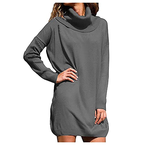 Women's Turtleneck Long Sleeve Knit Sweater Dress - Casual Loose Pullover Jumper for Fall Winter Fashion | Perfect for Office, Date Night & Weekend Outfits
