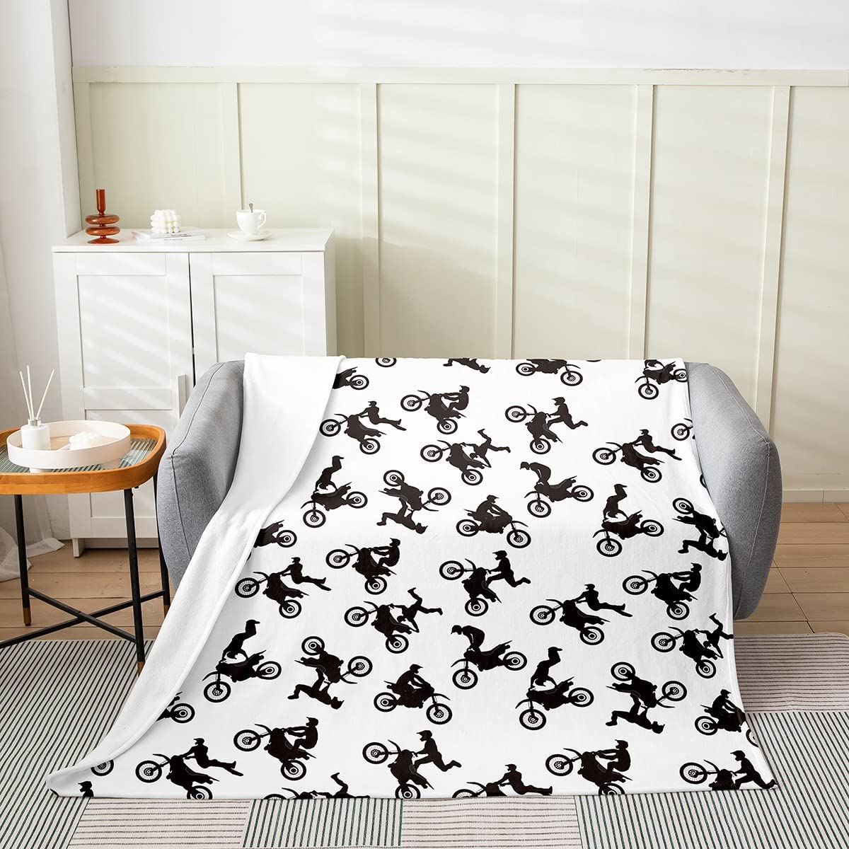 Motocross Rider Fleece Throw Blanket 50