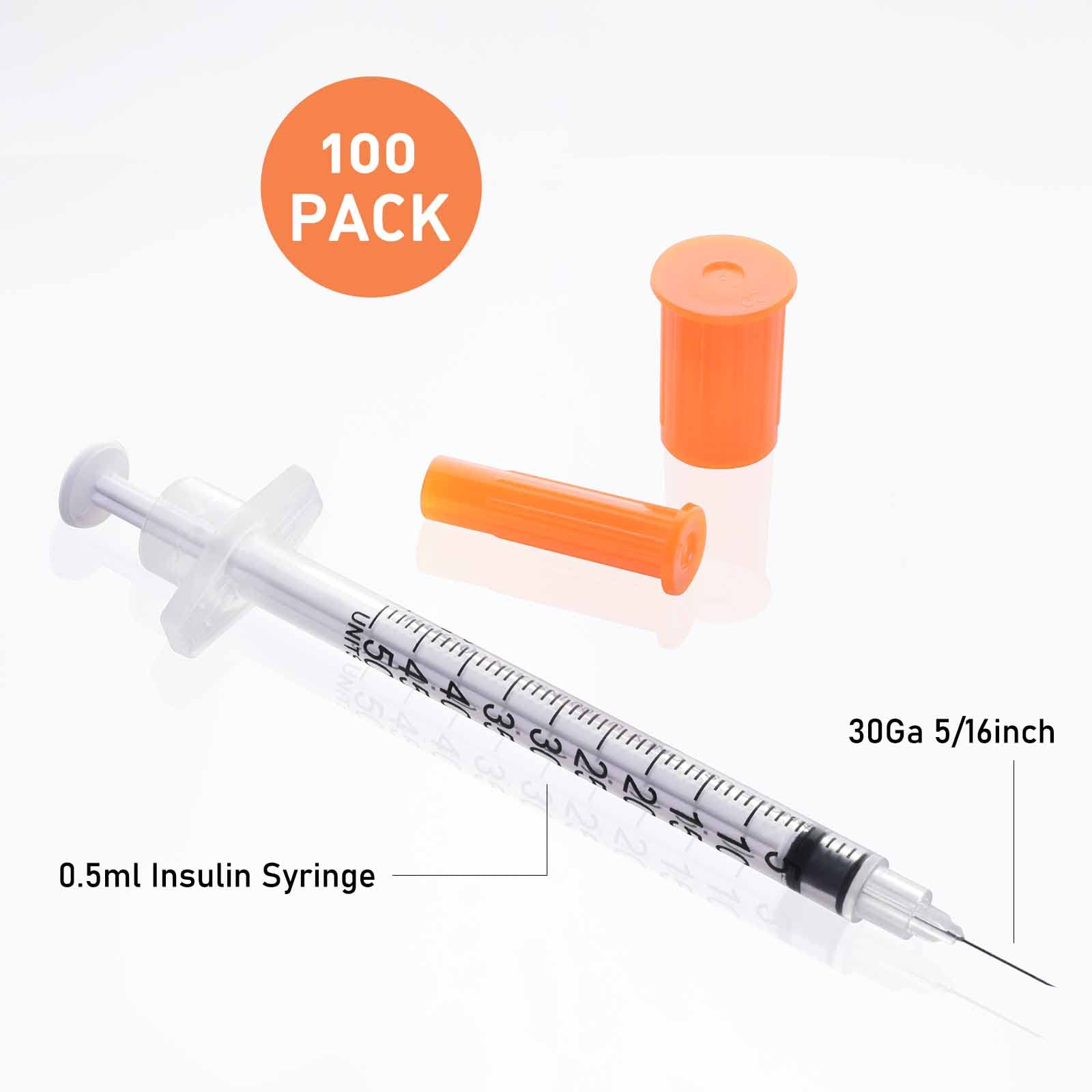 Knixxo U-100 0.5cc Insulin Syringes with 30G 5/16