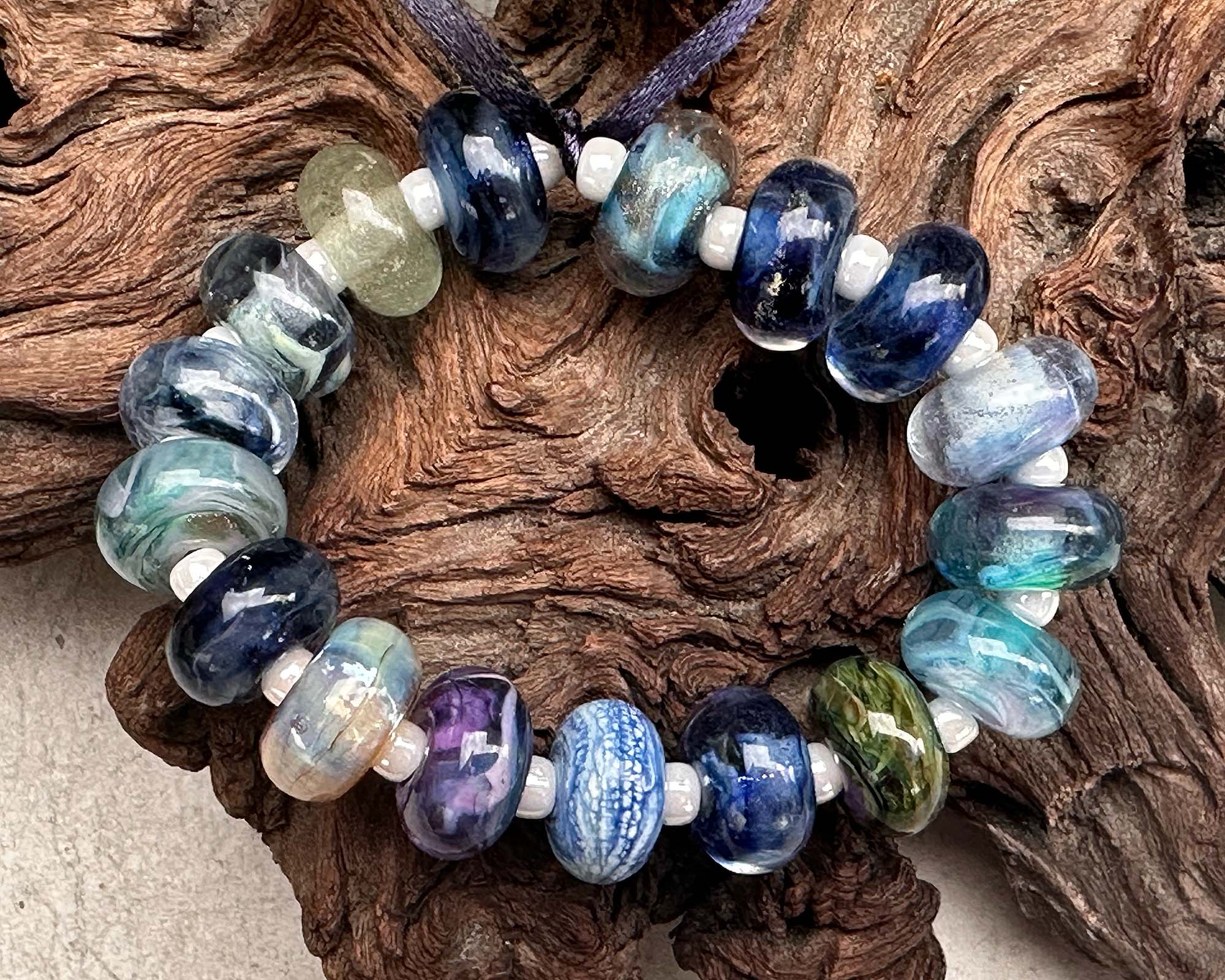 17pcs Blue Orphan Lampwork Glass Beads Set for Jewelry Making - DIY Bracelets, Necklaces & Craft Projects - SRA Certified
