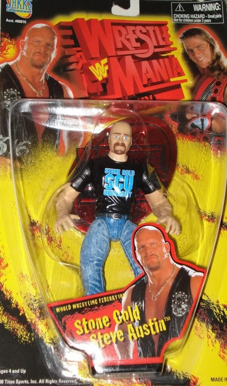 WWF Jakks Pacific WrestleMania XIV Stone Cold Steve Austin Action Figure - 1998 Wrestling Collectible Toy for Fans & Display