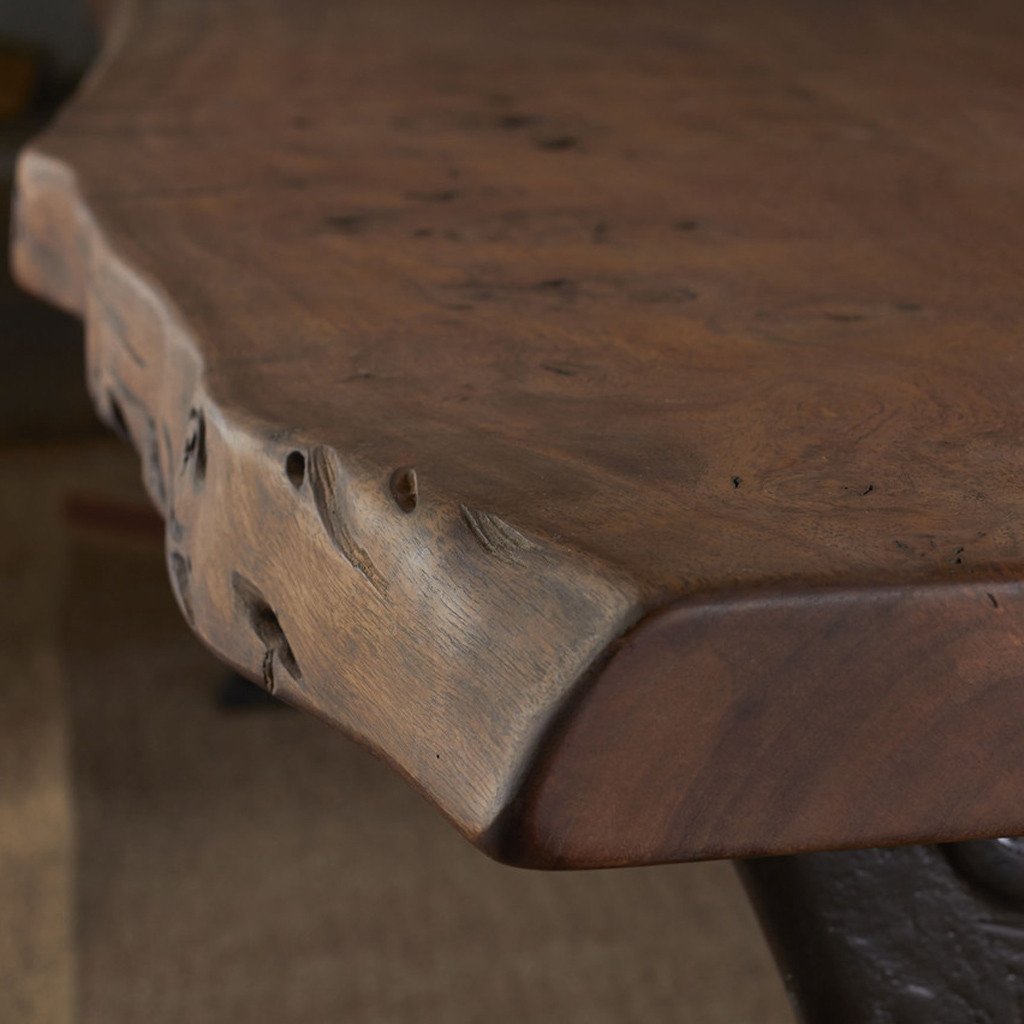 Organic Forge Solid Walnut Dining Table – Handcrafted Wooden Farmhouse Table for Kitchen, Dining Room & Rustic Home Decor