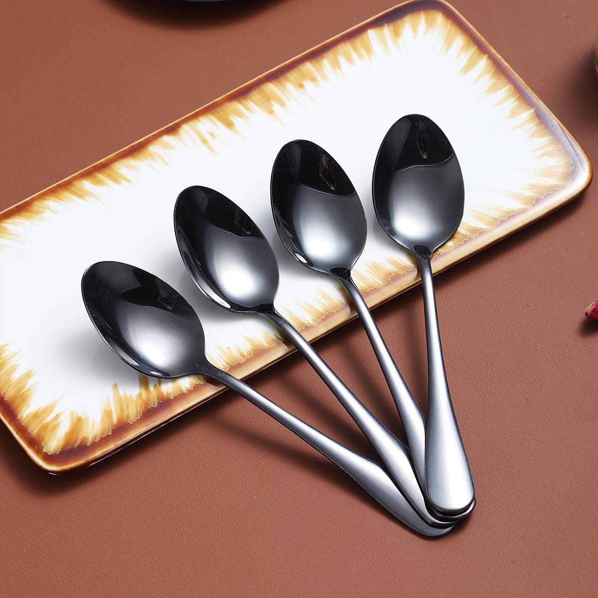 Premium Black Teaspoons Set of 4 - 6.5
