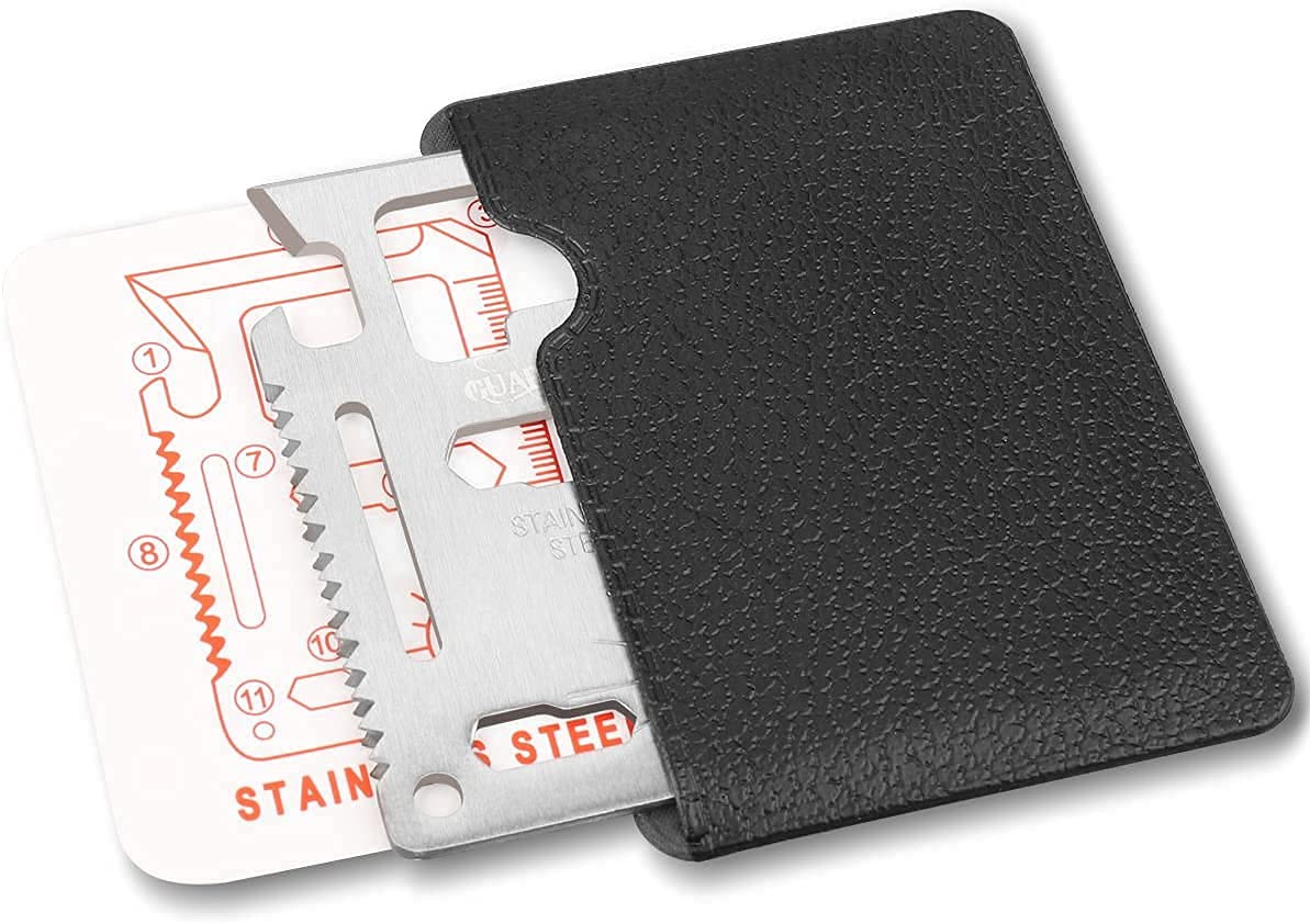 GUARDMAN 11-in-1 Survival Credit Card Multitool Set (2 Pack) - Tactical Wallet Tool with Bottle Opener, Knife & 9 Functions - Perfect Father's Day, Birthday Gift for Men - Ideal for Camping, Hiking & Emergency Preparedness