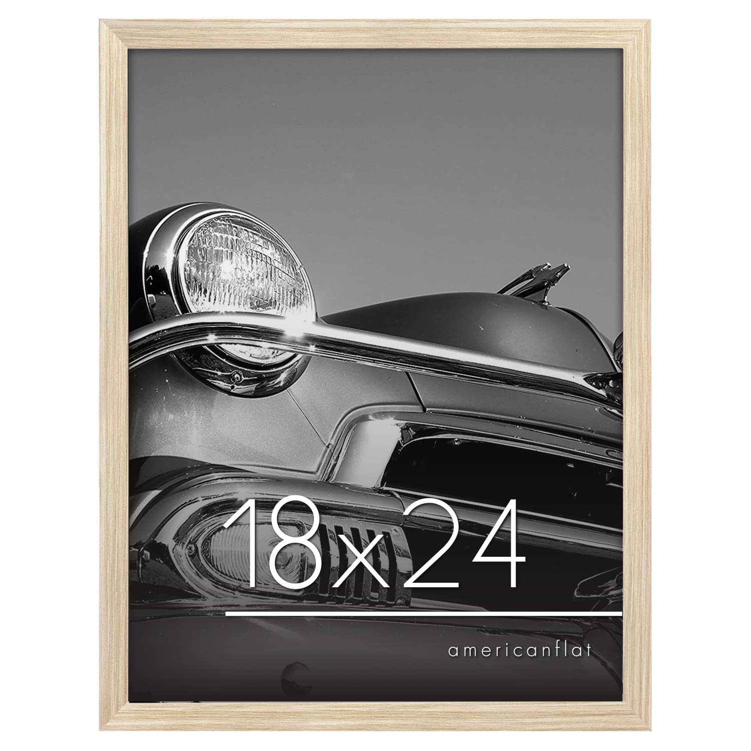 Americanflat 18x24 Poster Frame with Polished Plexiglass - Premium Engineered Wood Picture Frame for Wall Display (Horizontal/Vertical) - Natural Oak Finish - Perfect for Home Decor, Office Art & Gallery Displays