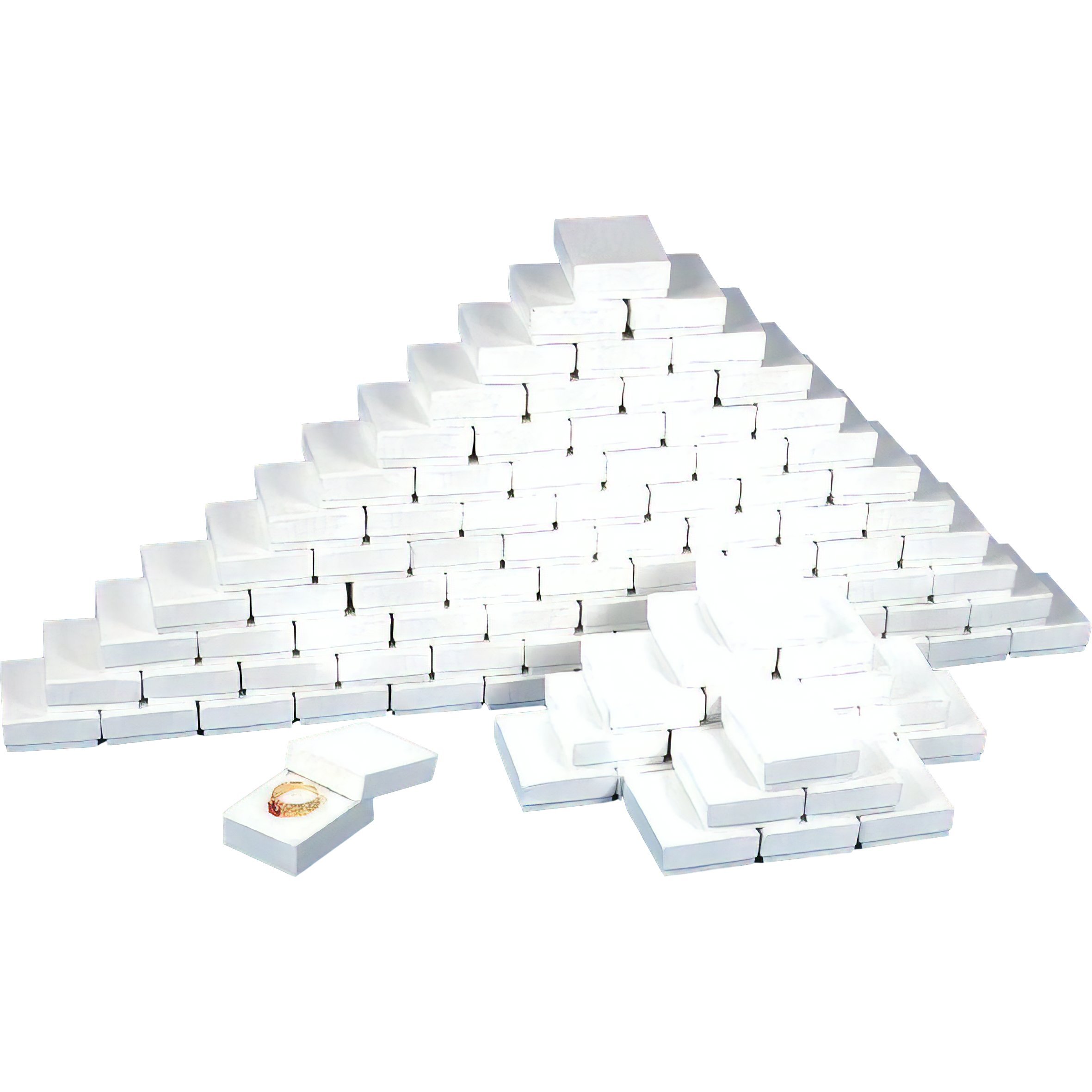 Premium White Swirl Cotton Filled Jewelry Gift Box #11 (100-Pack) - Perfect for Earrings, Rings & Necklaces Storage, Wedding Favors & Retail Packaging