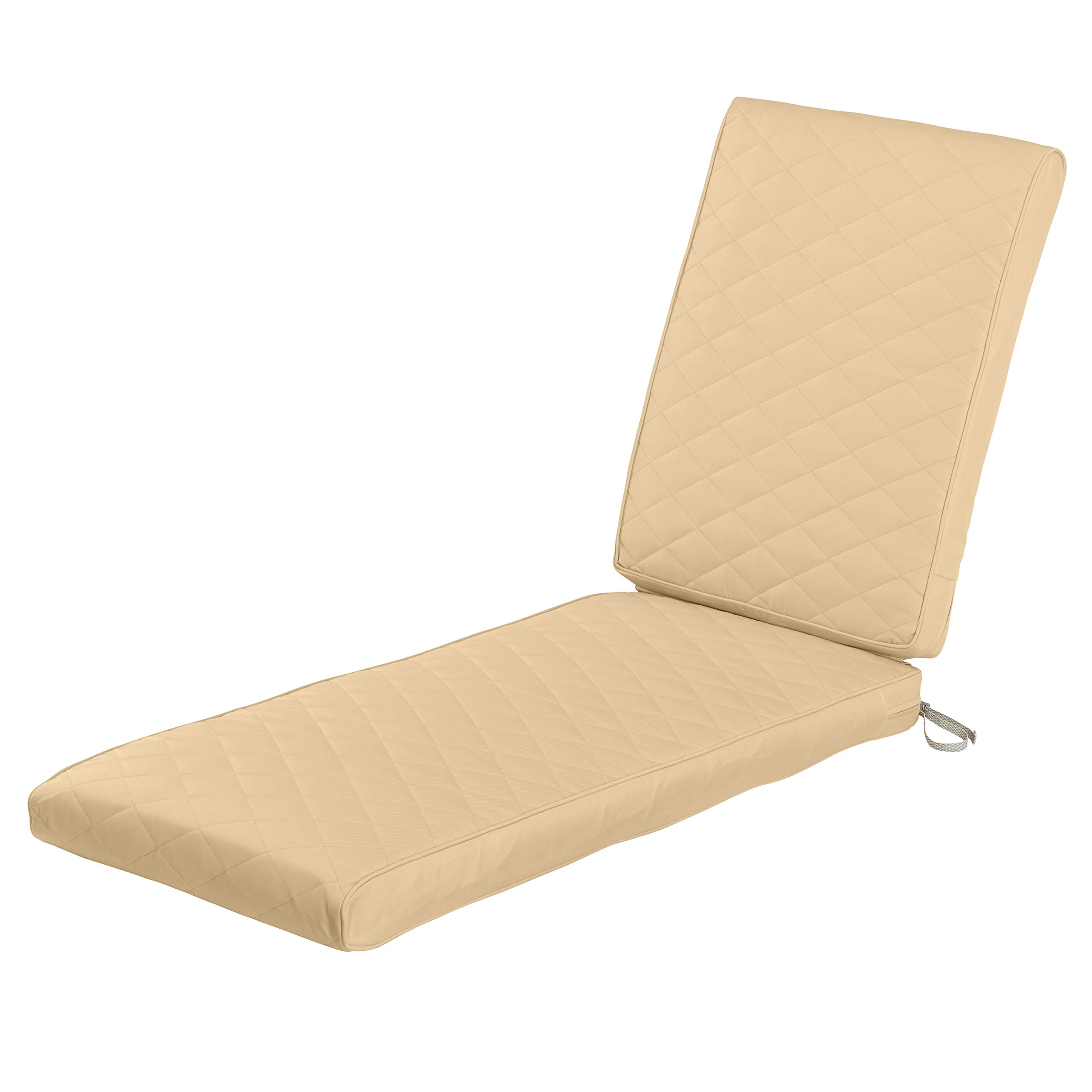 Classic Accessories Montlake Outdoor Chaise Lounge Cushion - 72 x 21 Inch FadeSafe Water-Repellent Quilted Chamomile for Patio, Poolside, and Garden Relaxation