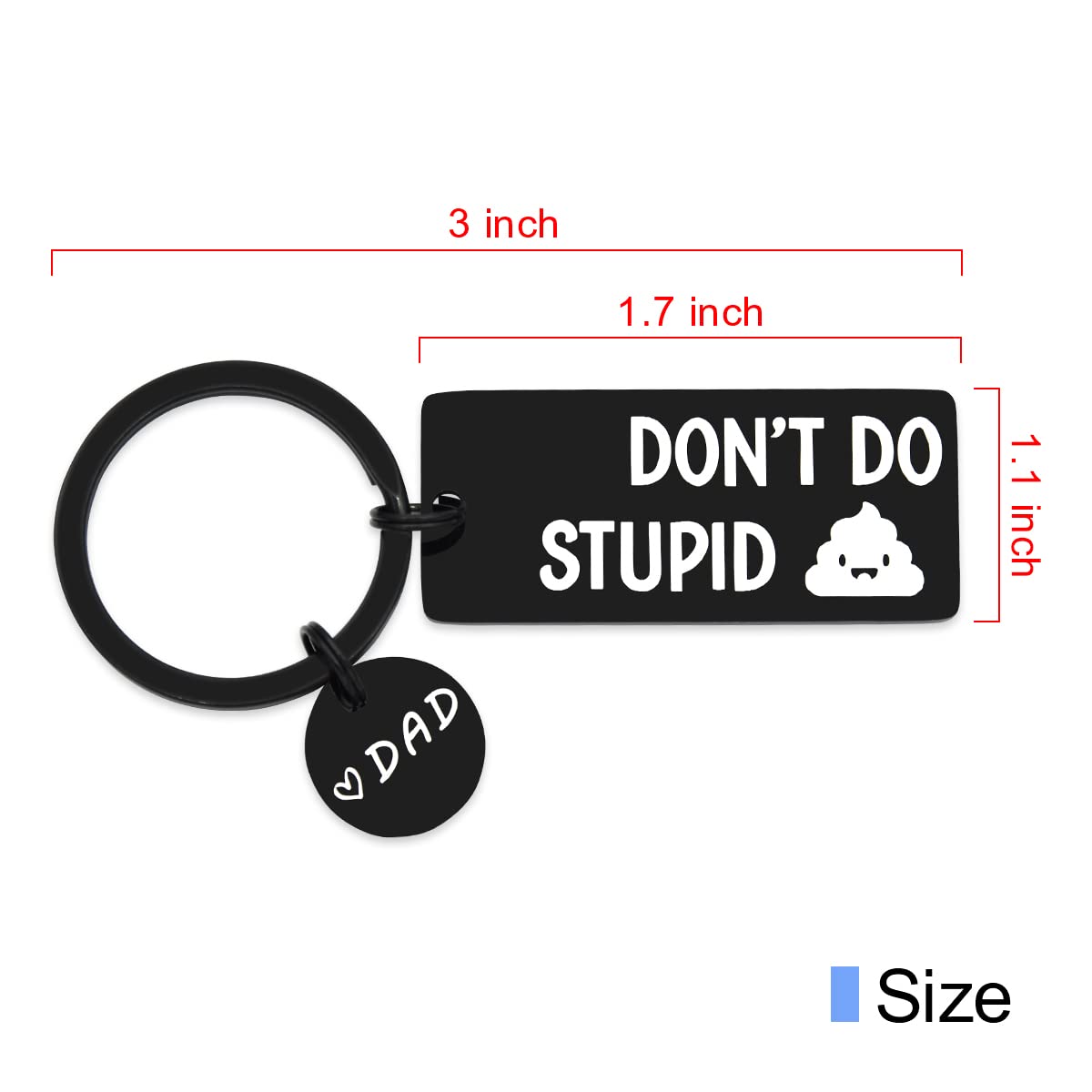 Funny Keychain Gift for Son or Daughter - Don't Do Stupid Keychain with Driver's License Design - Perfect College Gift from Parents - Great for Backpacks, Car Keys & Graduation Presents
