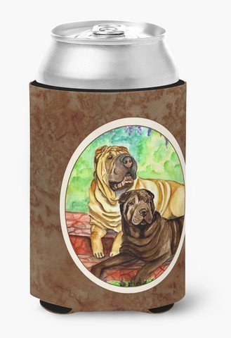CoolCookware Shar Pei Fawn & Chocolate Can or Bottle Hugger - Insulated Sleeve for Beer, Soda & Water Bottles - Perfect for Parties, Picnics & Outdoor Activities