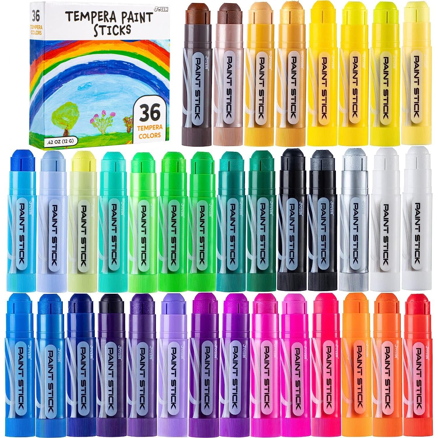 JOYIN 36 Colors Washable Tempera Paint Sticks for Kids - Quick Drying, Non-Toxic & Mess-Free Art Supplies for School Projects, Easter Crafts & DIY Painting - Perfect for Classroom, Home & Party Activities