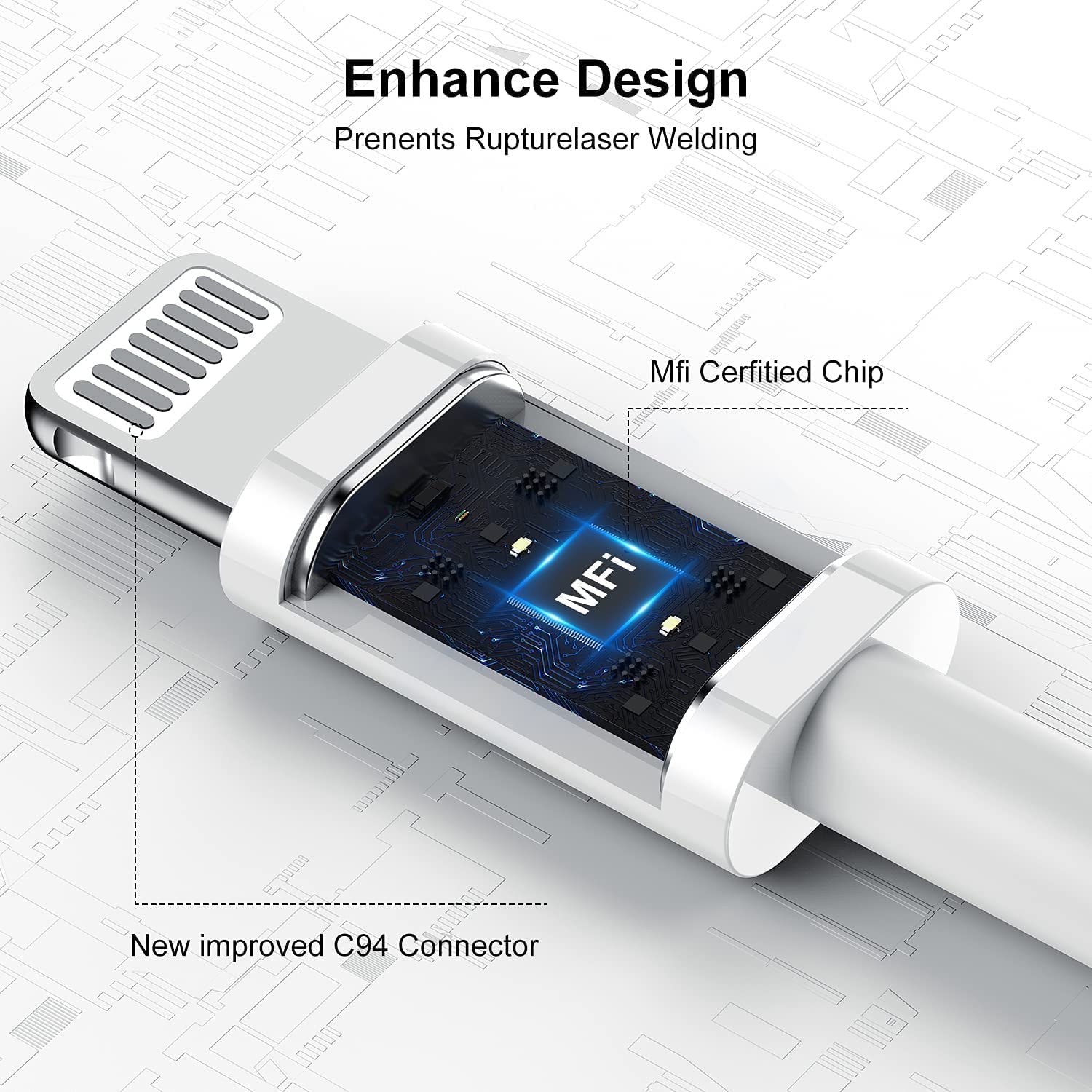 3ft iPhone Fast Charger Cable - Apple MFi Certified USB C to Lightning Cable with Quick Charge for iPhone 14/13/12/11/XS/XR & iPad - Perfect for Home, Office & Travel Charging
