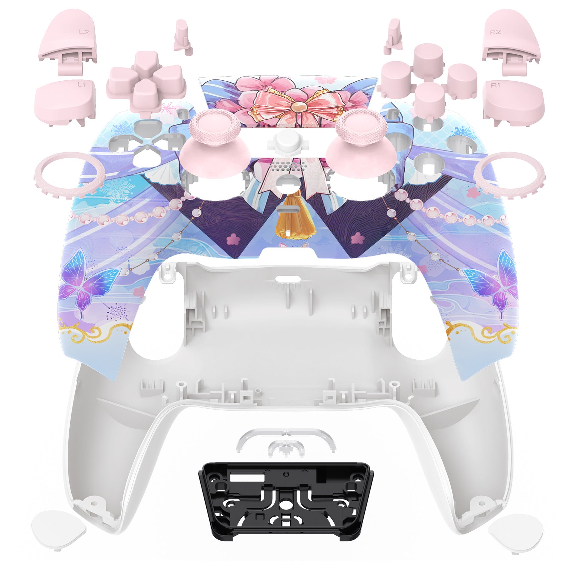 eXtremeRate Luna Redesigned Full Set Shells & Buttons for PS5 Controller BDM-030/040/050 - Custom Replacement Parts for Enhanced Gaming Experience - Perfect for Competitive Gaming & Controller Modding