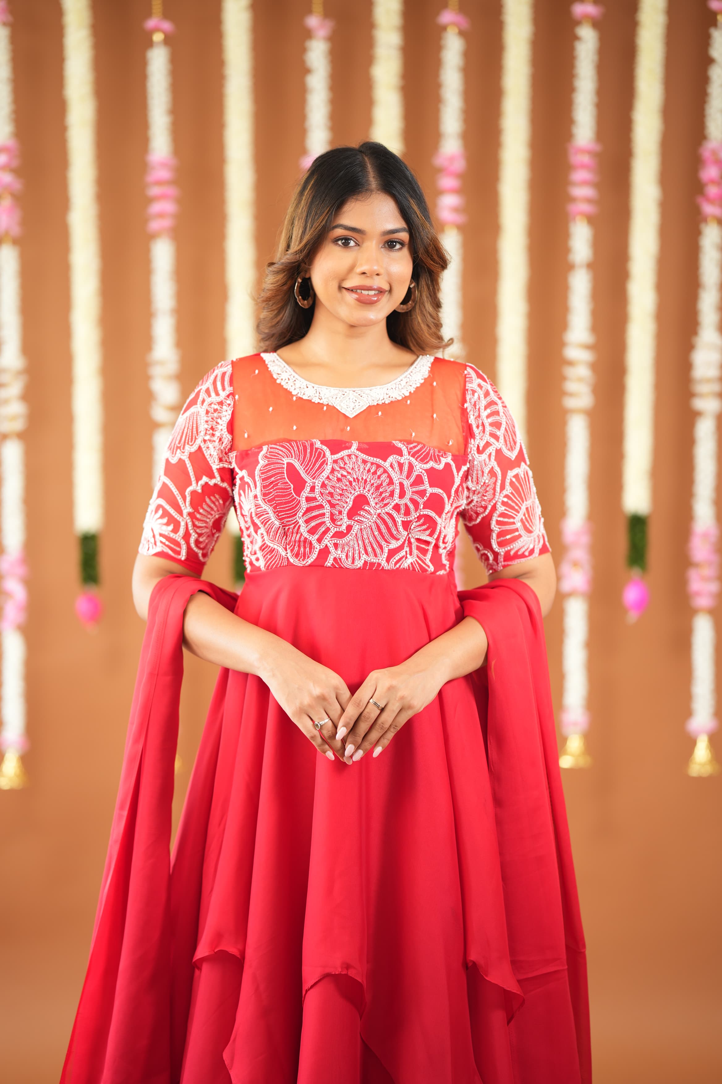 DD612 Nithya Premium Designer Anarkali Kurti for Women - Elegant Ethnic Embroidered Long Tunic Top for Parties, Weddings & Festive Occasions