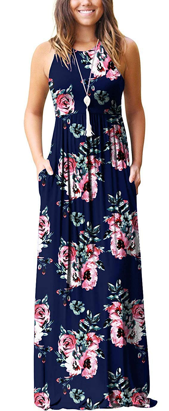 PCEAIIH Women's Long Sleeve Loose Plain Maxi Dress with Pockets - Casual Flowy Midi Dress for Everyday Wear, Office, Date Night & Spring/Summer Outfits
