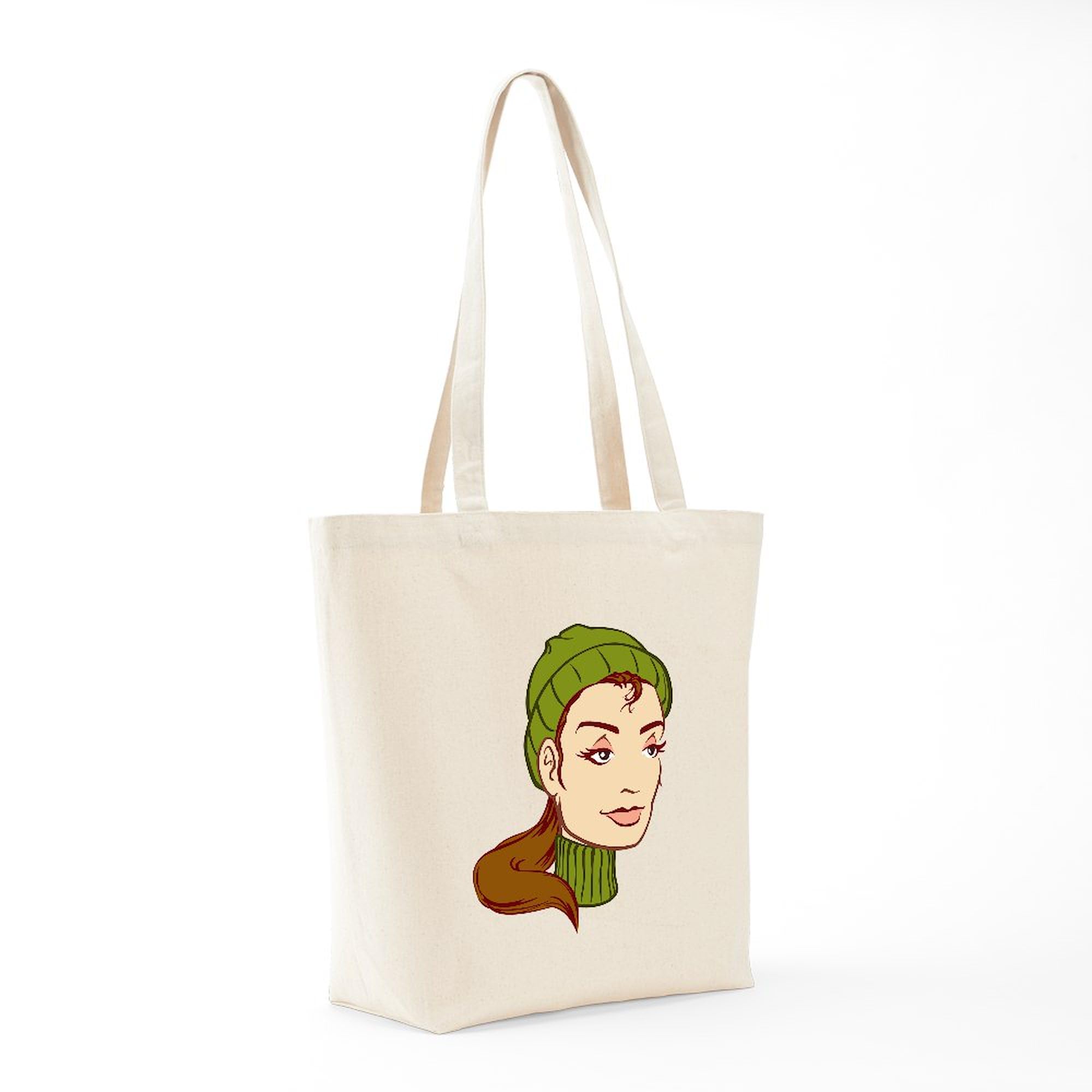 French Female Tote Bag - Natural Canvas Reusable Shopping Bag for Women | Eco-Friendly Grocery Bag, Beach Tote & Work Commute Accessory
