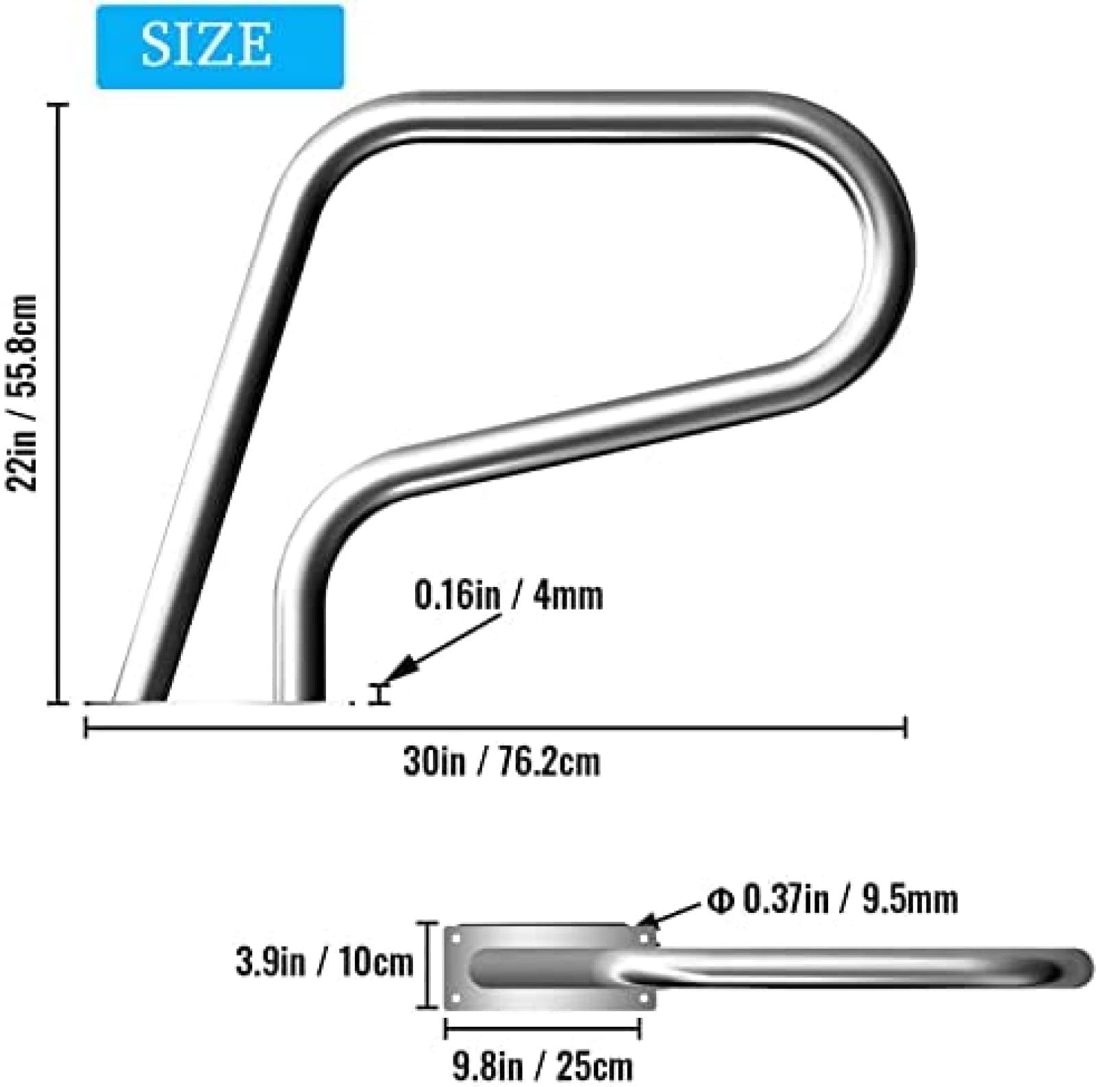 304 Stainless Steel Pool Handrail - 30