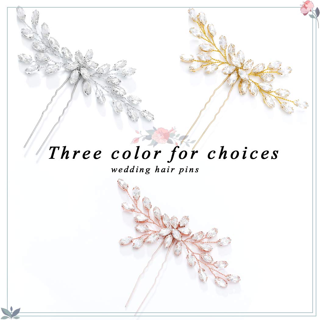 Unicra Bride Wedding Crystal Hair Pins - Silver Bridal Hair Accessories for Women & Girls (Pack of 1) | Perfect for Weddings, Prom, Parties & Special Occasions