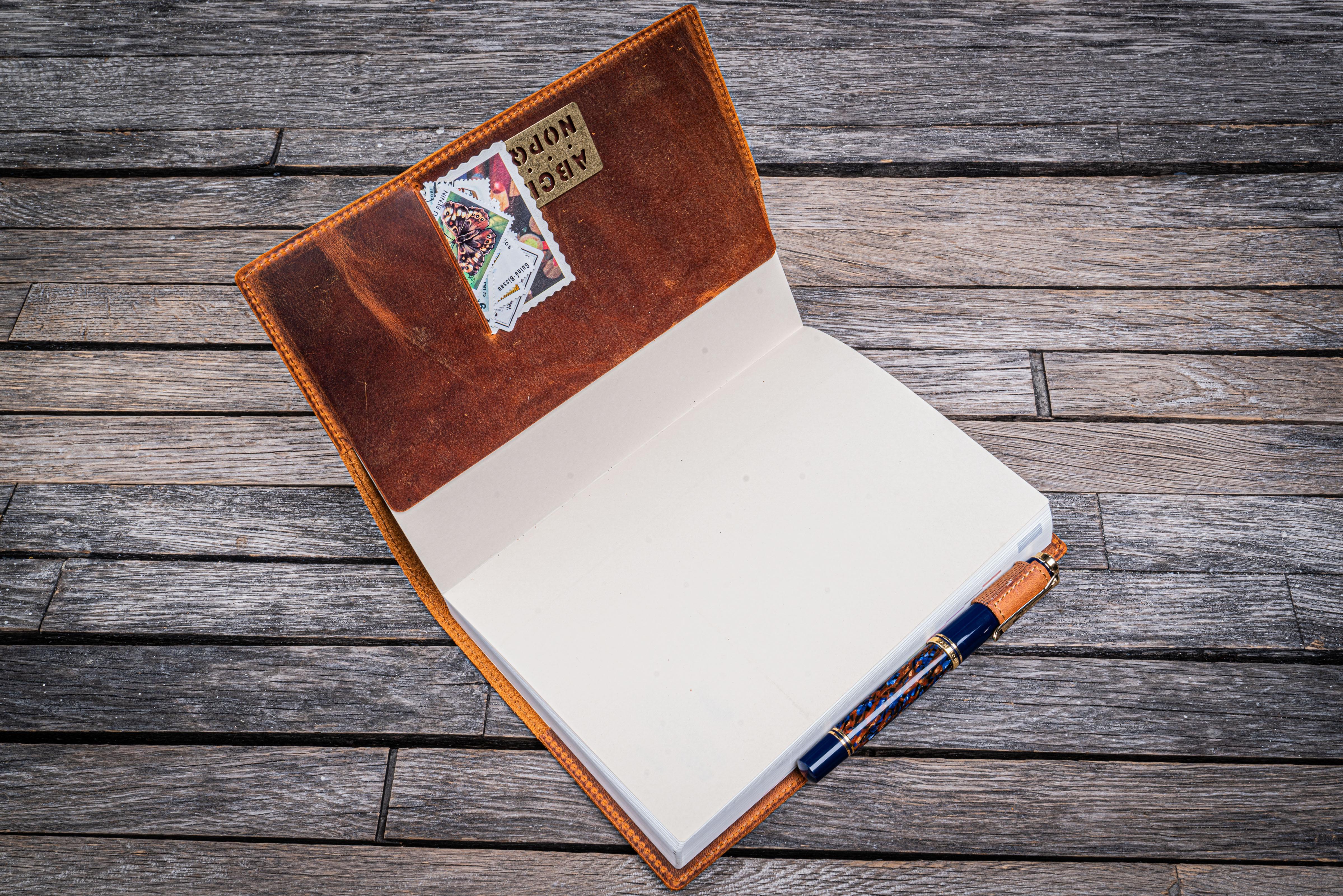 Premium Leather A5 Notebook Cover - Slim & Durable Crazy Horse Brown - Perfect for Journaling, Planning & Office Use