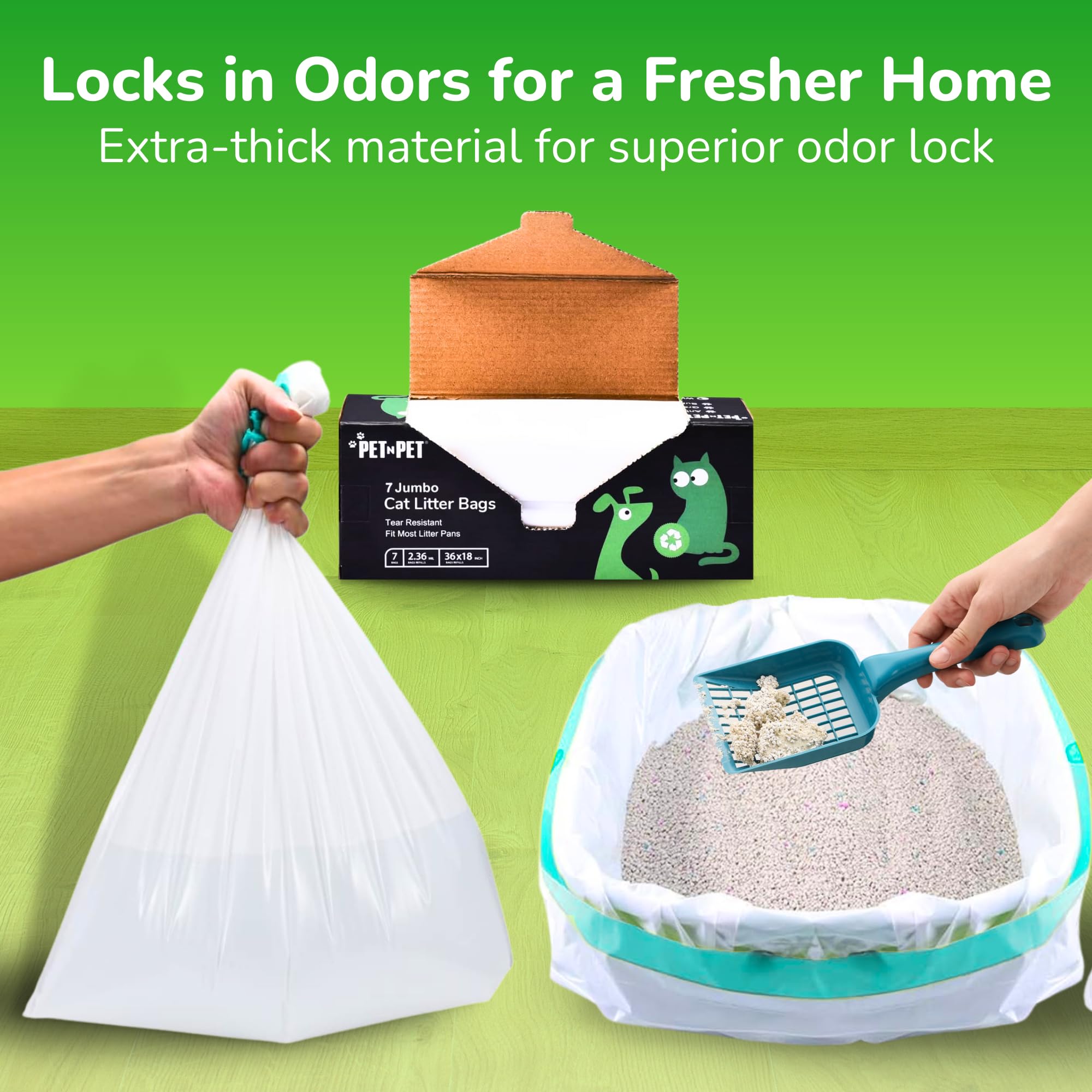 Pet N Pet Jumbo Cat Litter Box Liners - 14 Count Heavy-Duty Kitty Litter Bags for Large Cat Pans | Leak-Proof & Scent Control | Perfect for Multi-Cat Homes & Odor Control