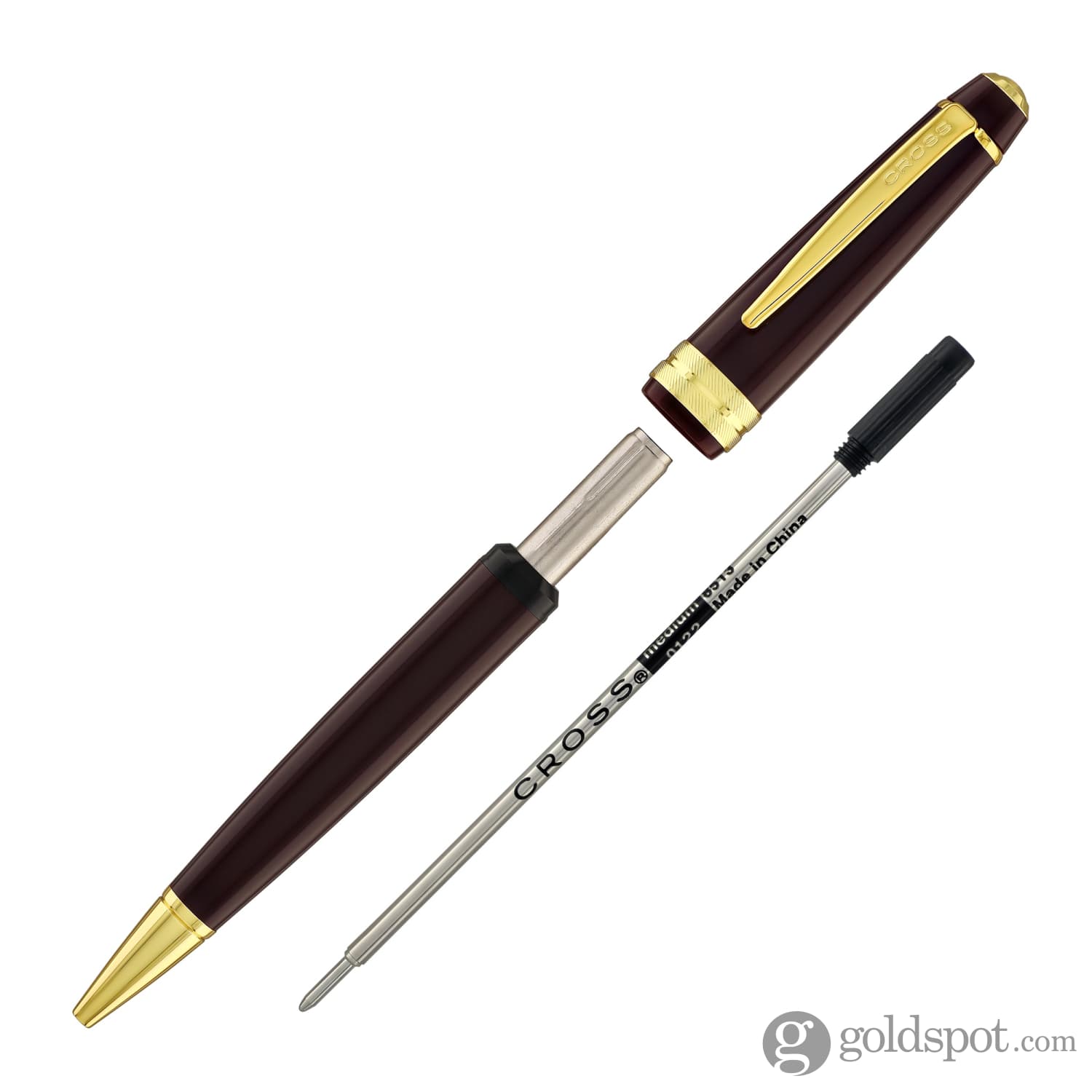 Cross Bailey Light Ballpoint Pen - Glossy Burgundy Resin with Gold Trim - Premium Writing Instrument for Office, School & Gift Giving