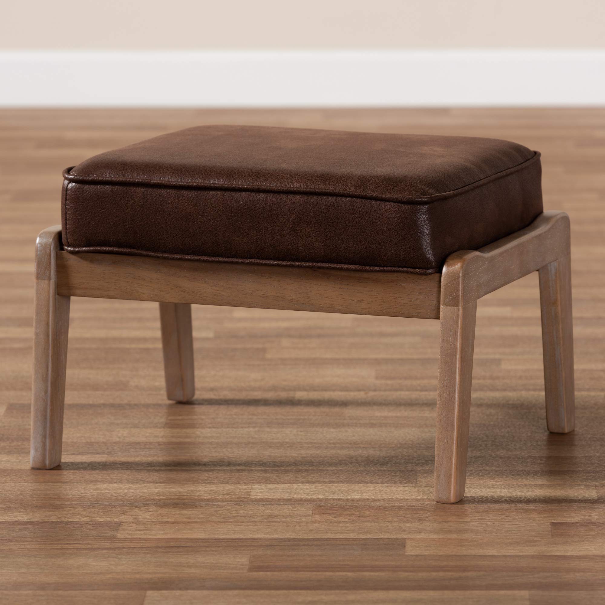 Baxton Studio Dark Brown/Antique Oak Ottomans - Modern Footstool with Storage for Living Room, Bedroom & Home Decor
