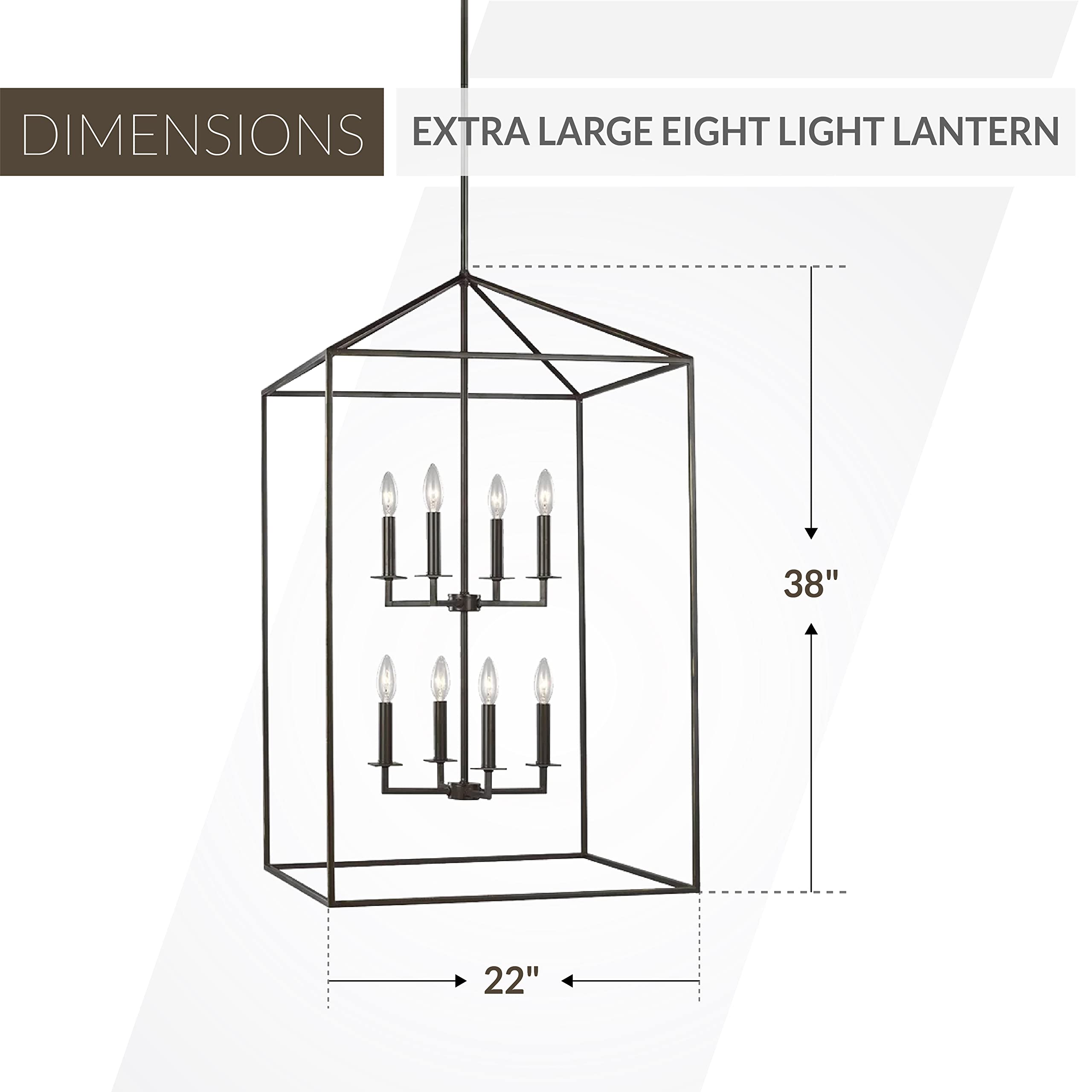 Generation Lighting 8-Light Perryton Pendant Light Fixture in Bronze (Model 5315008-710) - Modern Ceiling Chandelier with 60W Torpedo Bulbs for Foyer, Dining Room & Living Room Décor | Perfect for Farmhouse, Industrial & Contemporary Home Lighting