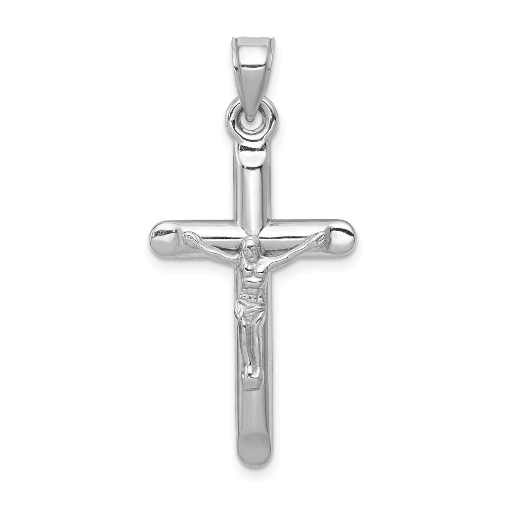 14K White Gold Crucifix Pendant Necklace for Women & Men - Religious Jewelry Gift for Baptism, First Communion & Confirmation - Elegant Cross Pendant for Everyday Wear & Special Occasions