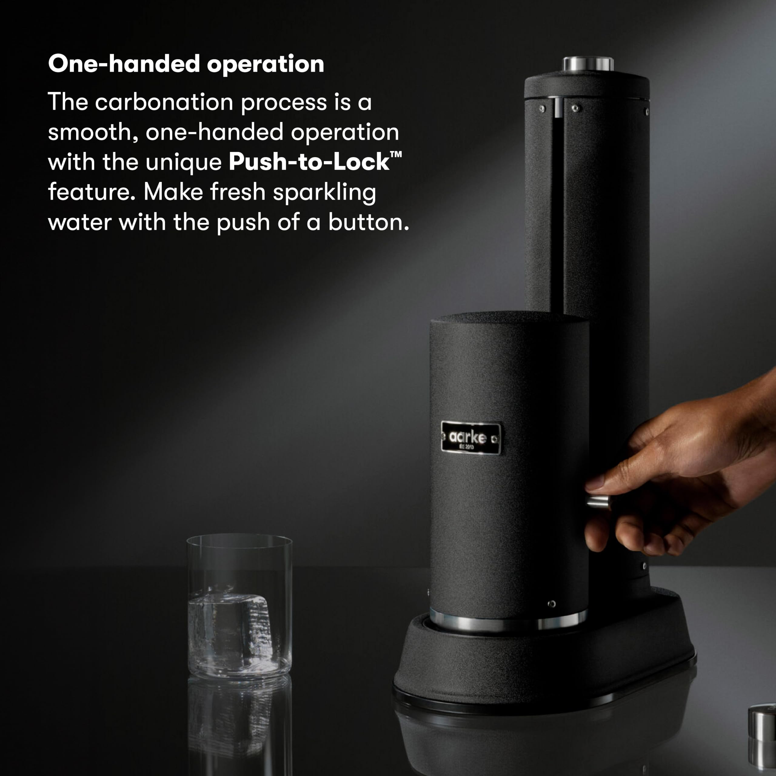 Aarke Carbonator Pro - Premium Sparkling Water Maker with 800mL Glass Bottle & CO2 Cylinder | Matte Black Stainless Steel Carbonation Machine | Perfect for Home, Office & Entertaining