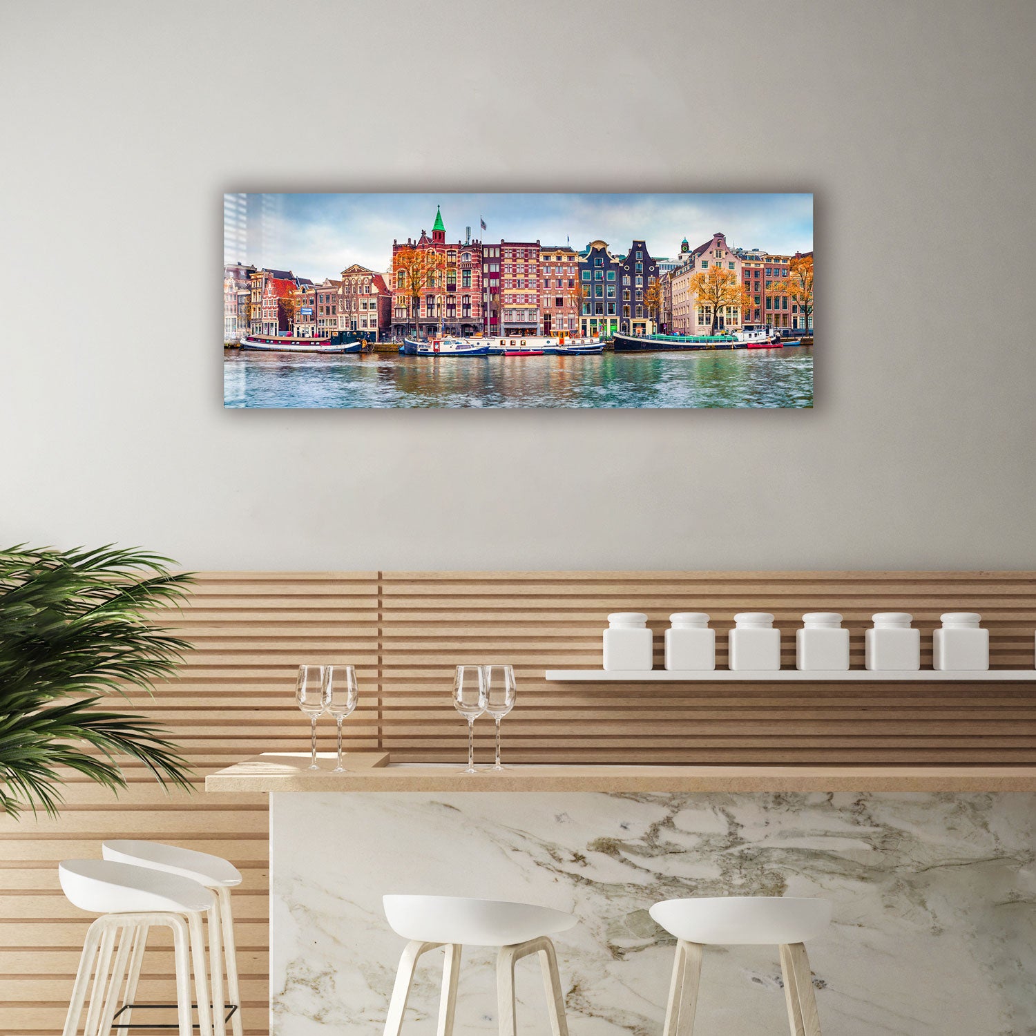 Amsterdam Panoramic Wall Art - Stunning Cityscape Canvas Print for Home & Office Decor - Perfect for Living Room, Bedroom, or Office Wall Display