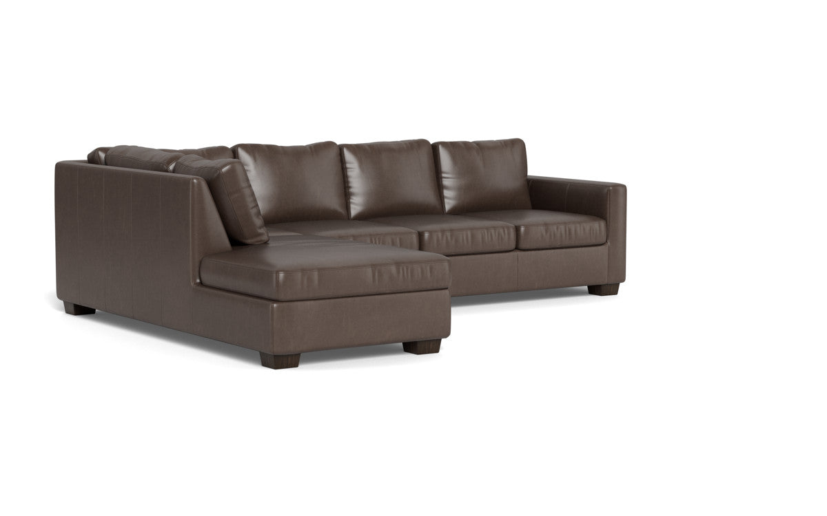 Track 121 Genuine Leather Left Chaise Sectional Sofa - Modern Living Room Furniture for Home Theater & Family Gatherings