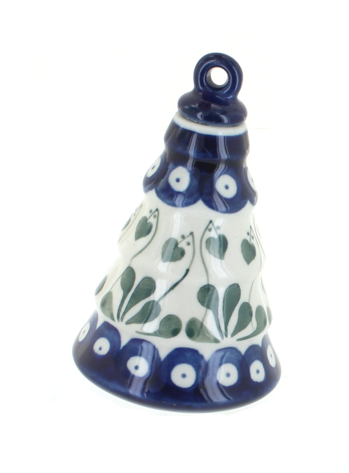 Handmade Blue Rose Polish Pottery Alyce Christmas Tree Ornament - Elegant Holiday Decor for Xmas Tree, Home, and Gift Giving