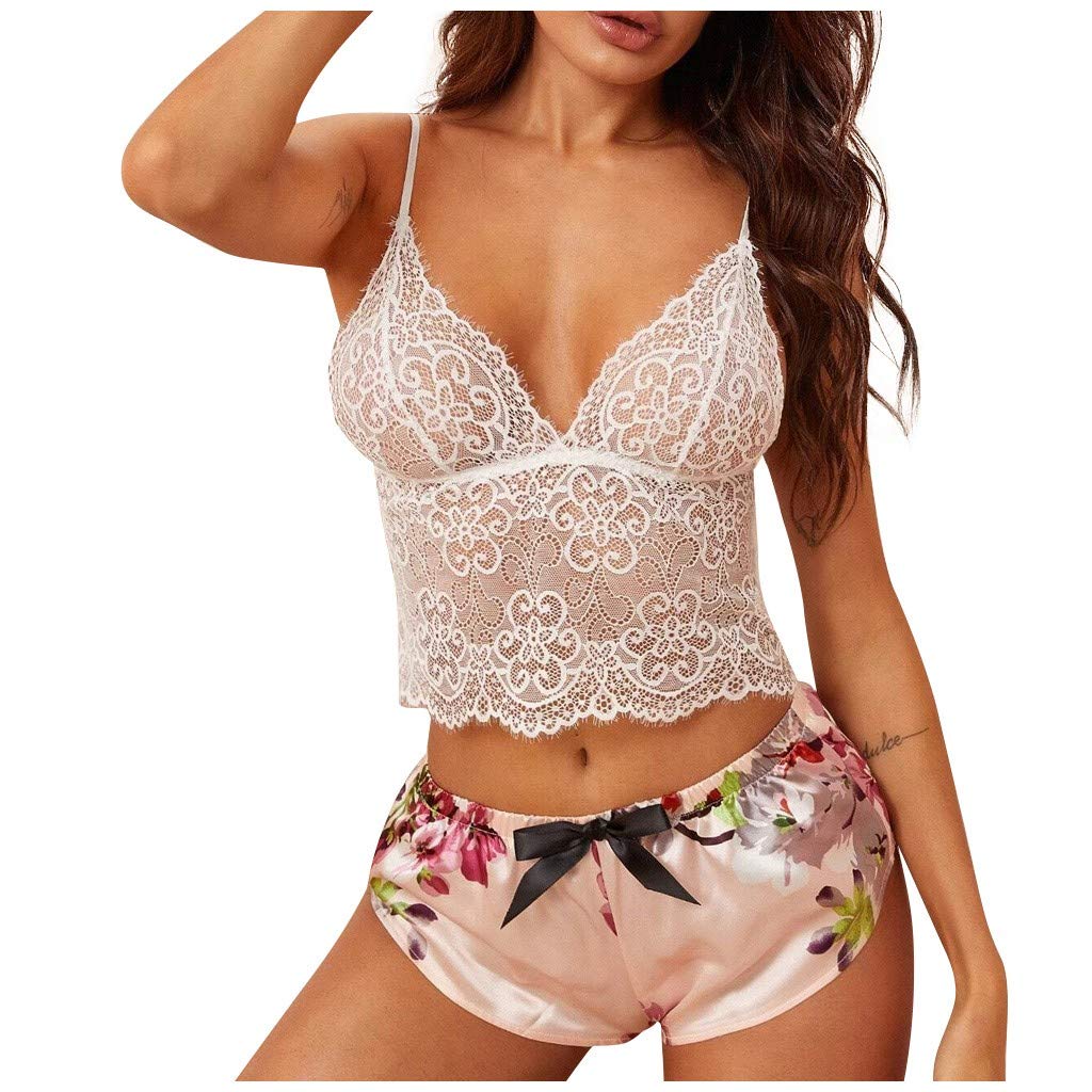 Women's Floral Print Silk Satin Pajama Set - Cami & Shorts Sleepwear for Nightwear, Lounge & Relaxation | Soft & Comfortable Loungewear for Sleep, Vacation & Home Wear